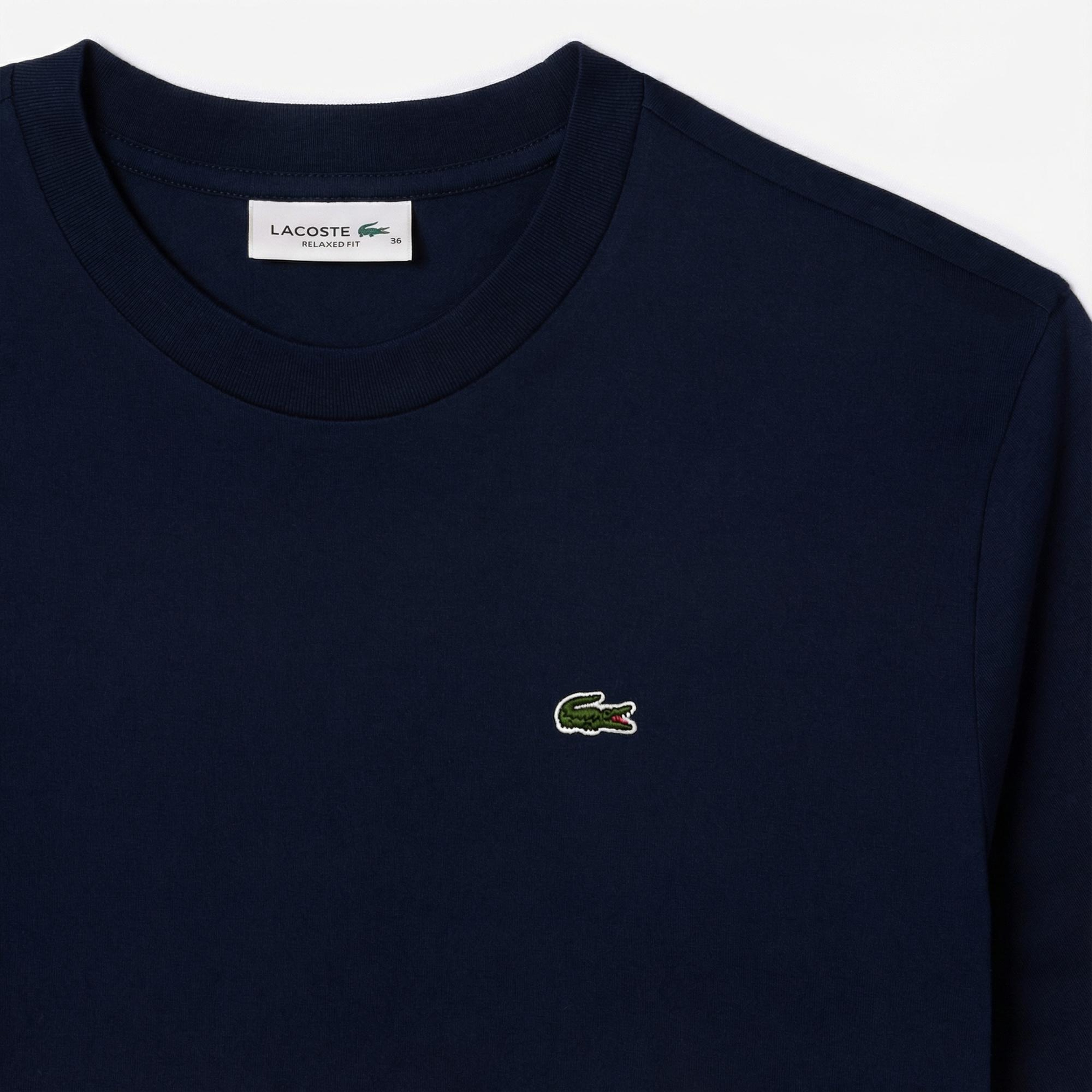 Lacoste Kadın Relaxed Fit Bisiklet Yaka Lacivert T-Shirt