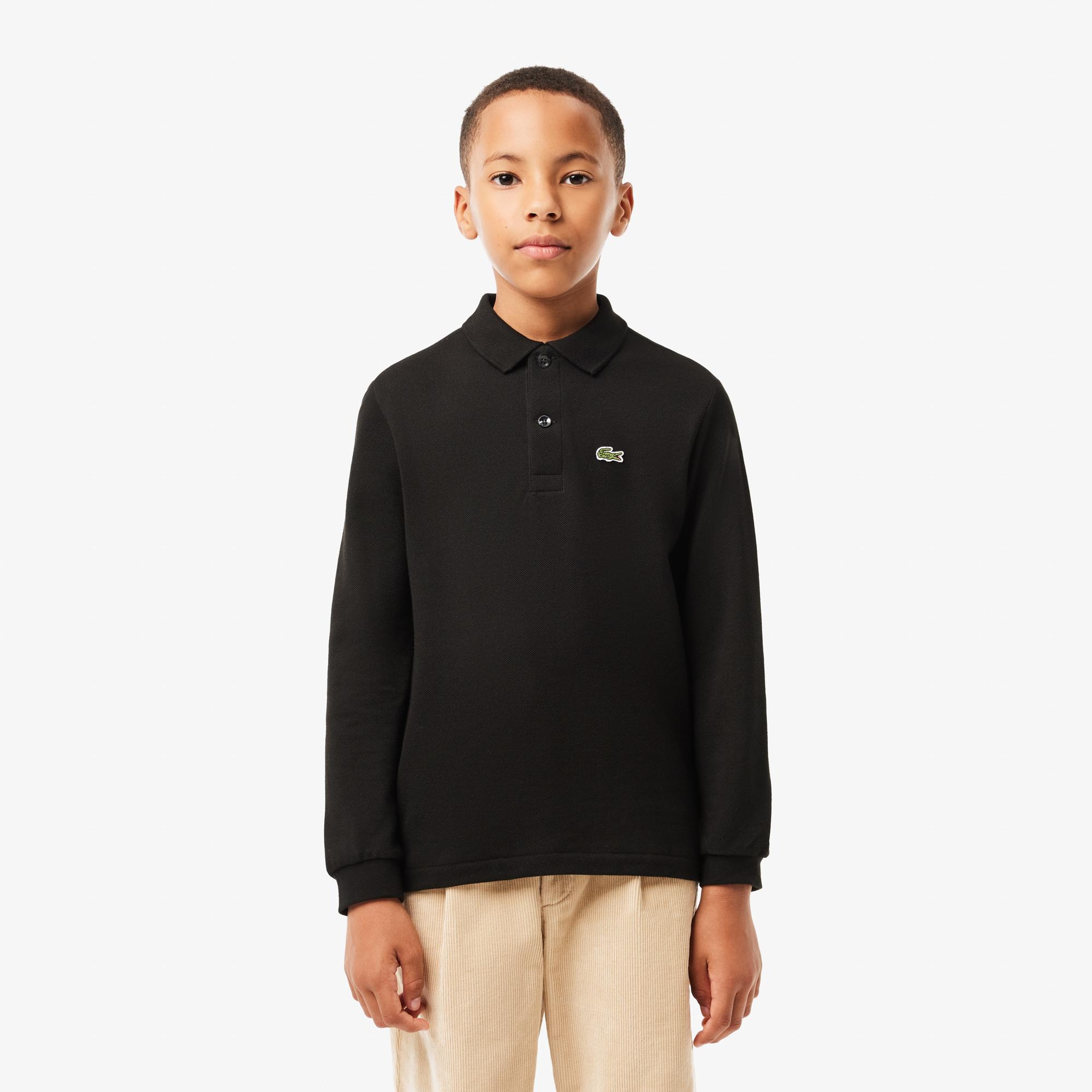 Erkek Çocuk Regular Fit Uzun Kollu Siyah Polo