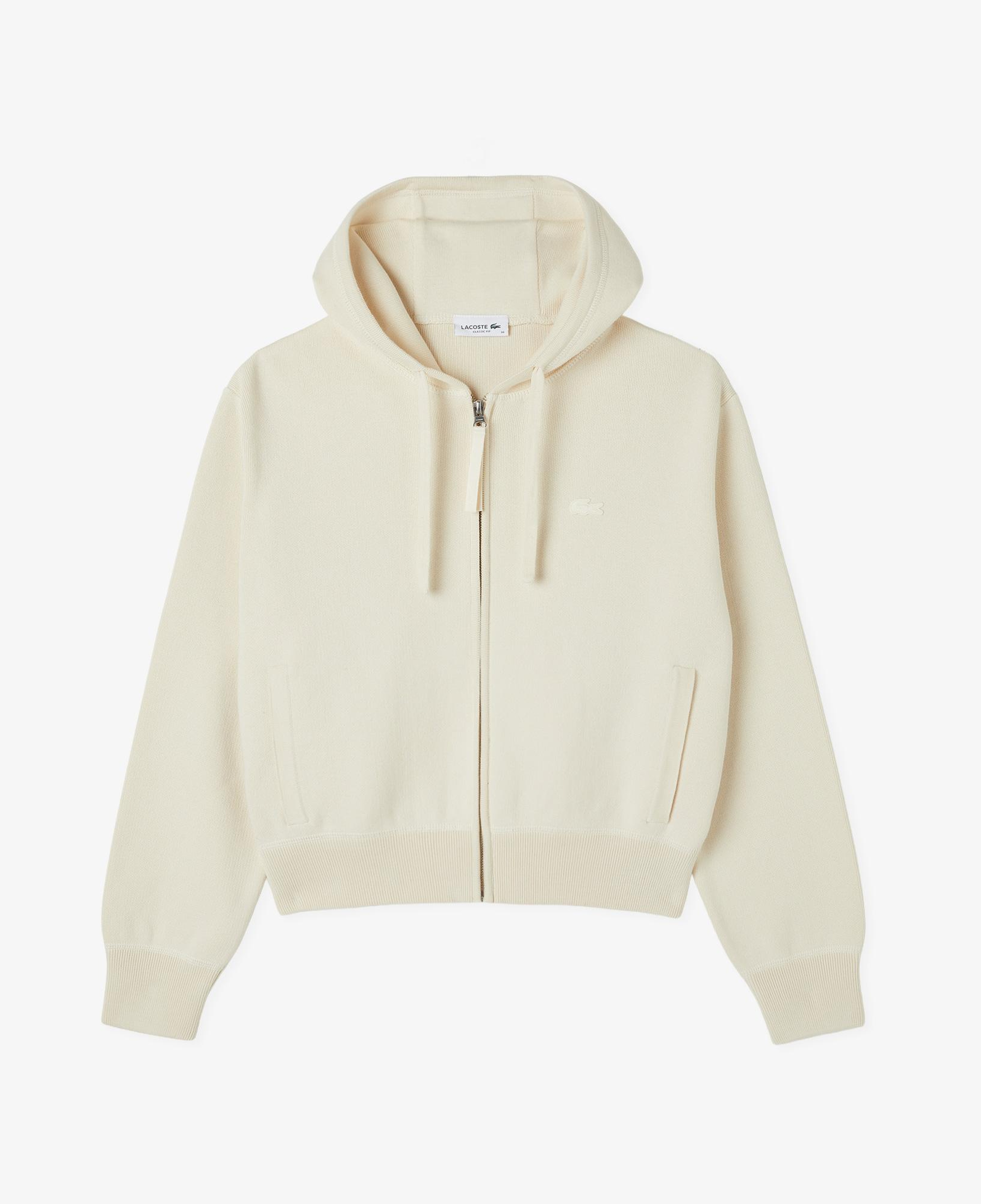 Lacoste Kadın Classic Fit Kapüşonlu Krem Hırka