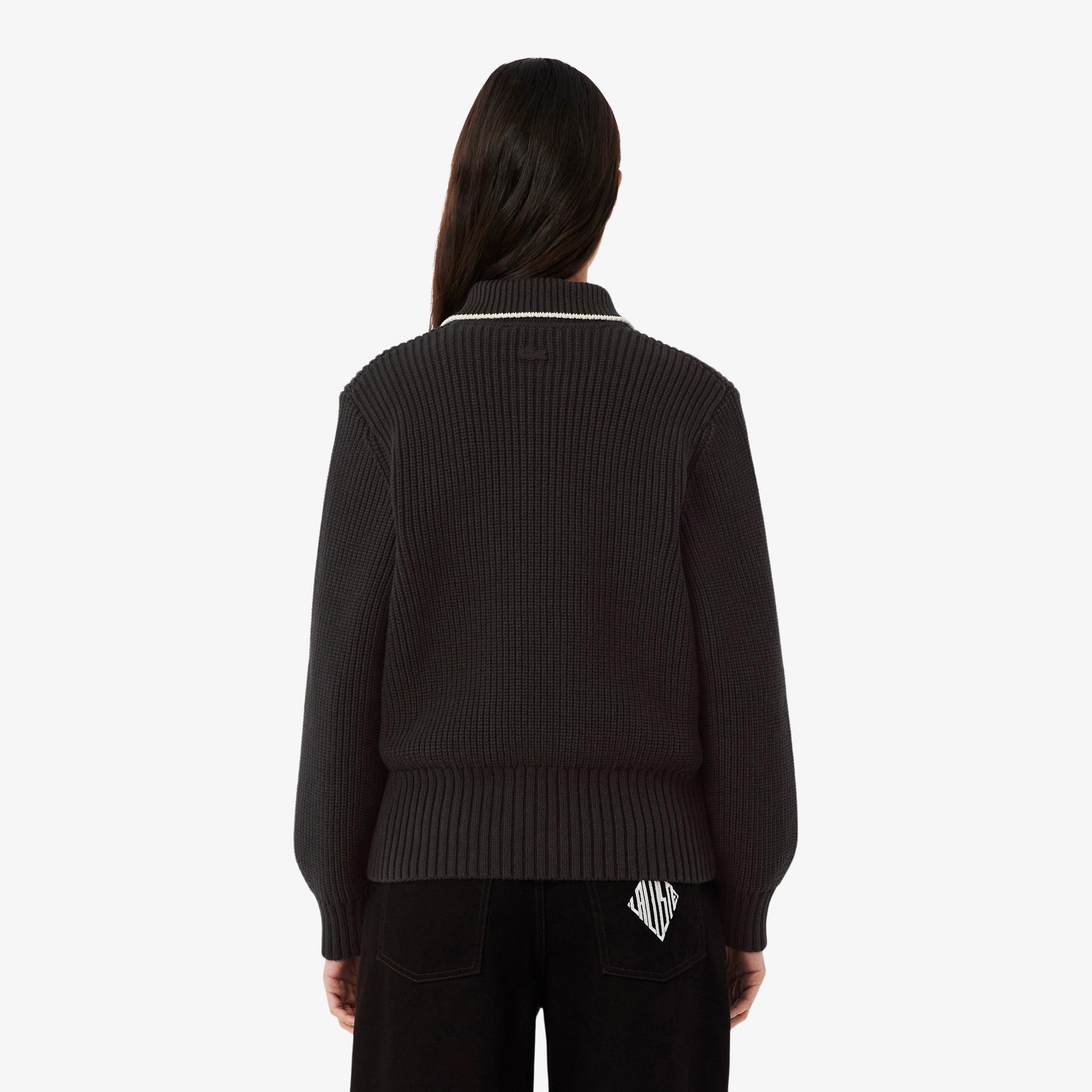 Kadın Loose Fit Fermuarlı Kahverengi Hırka