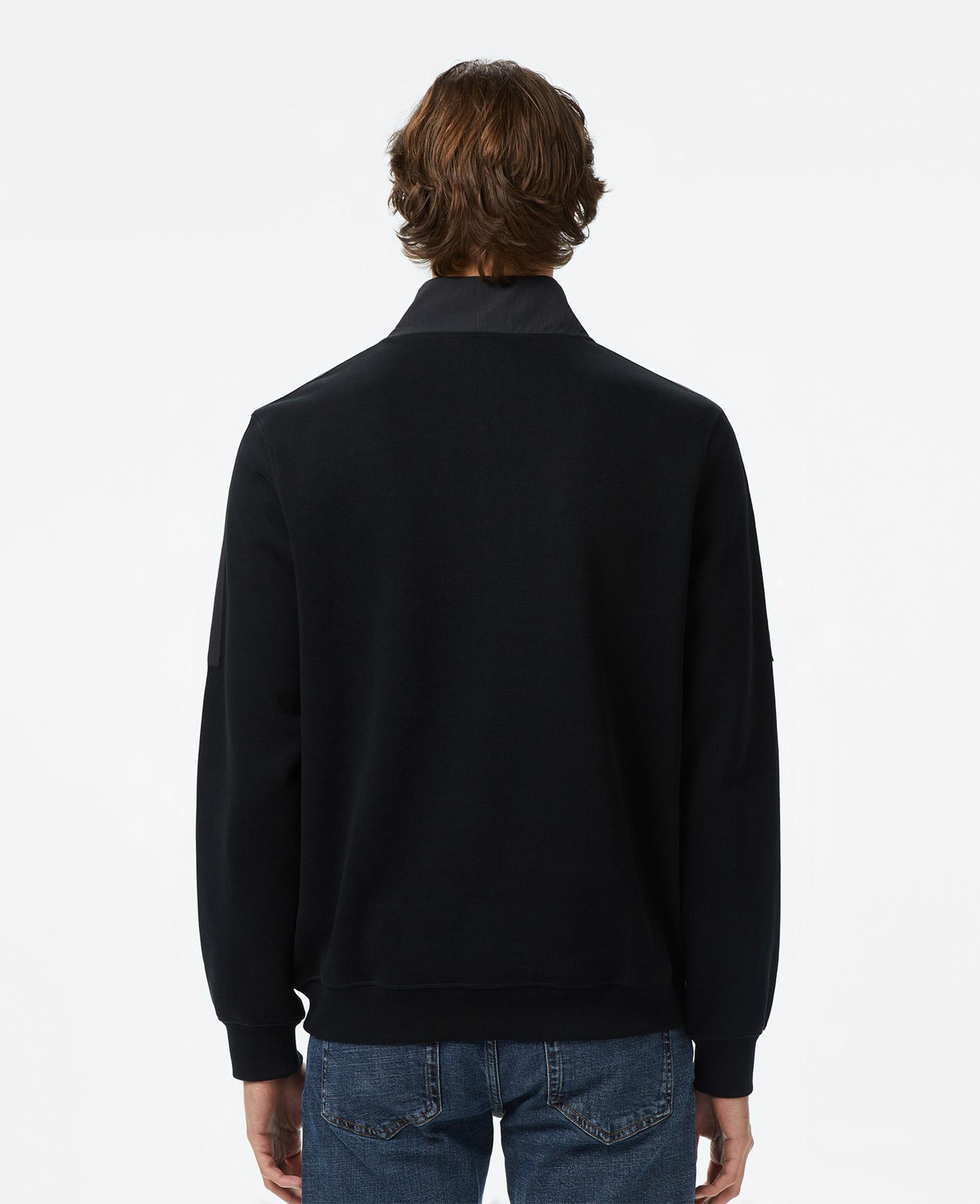 Erkek Classic Fit Yarım Fermuarlı Siyah Sweatshirt