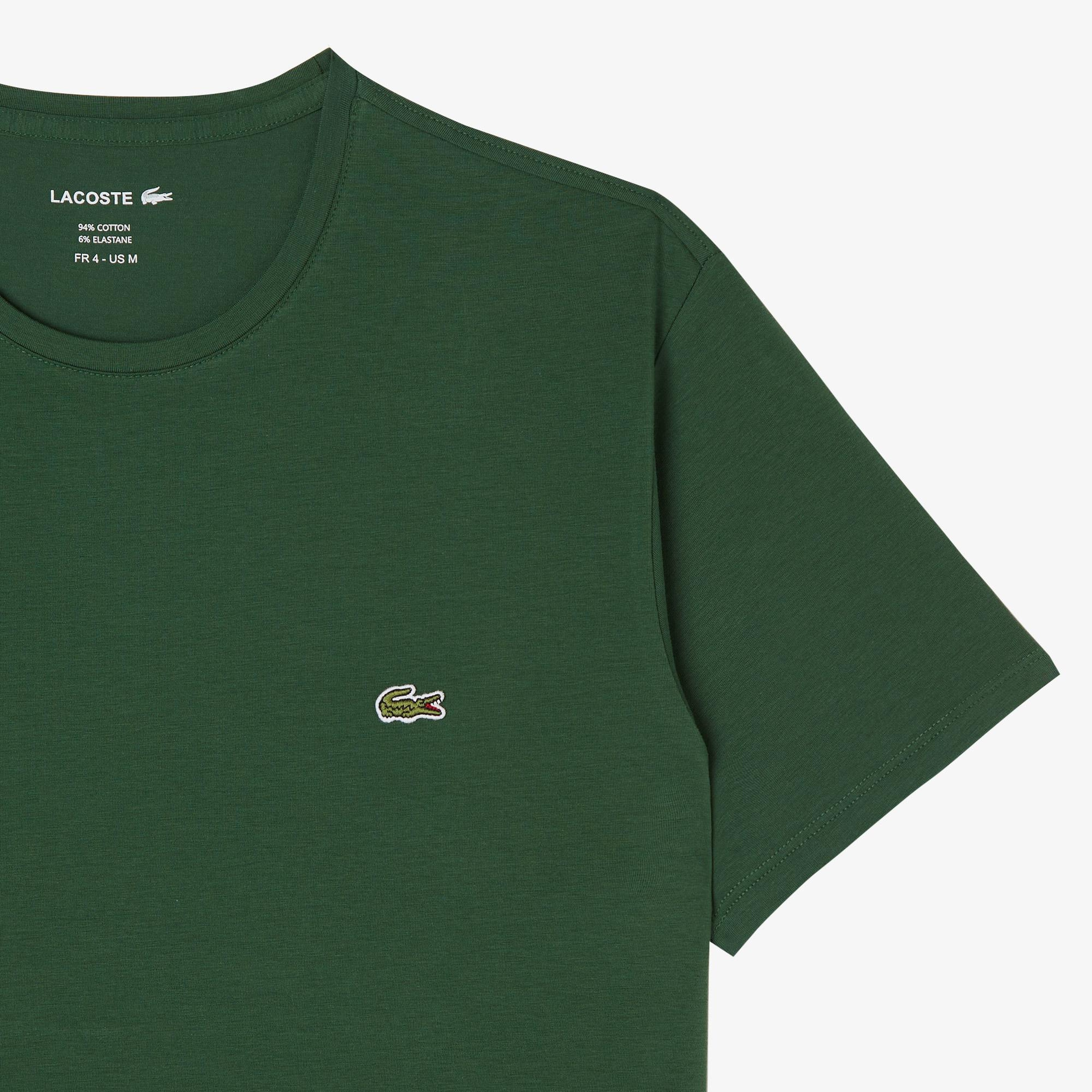 Erkek Slim Fit Bisiklet Yaka Koyu Yeşil T-Shirt