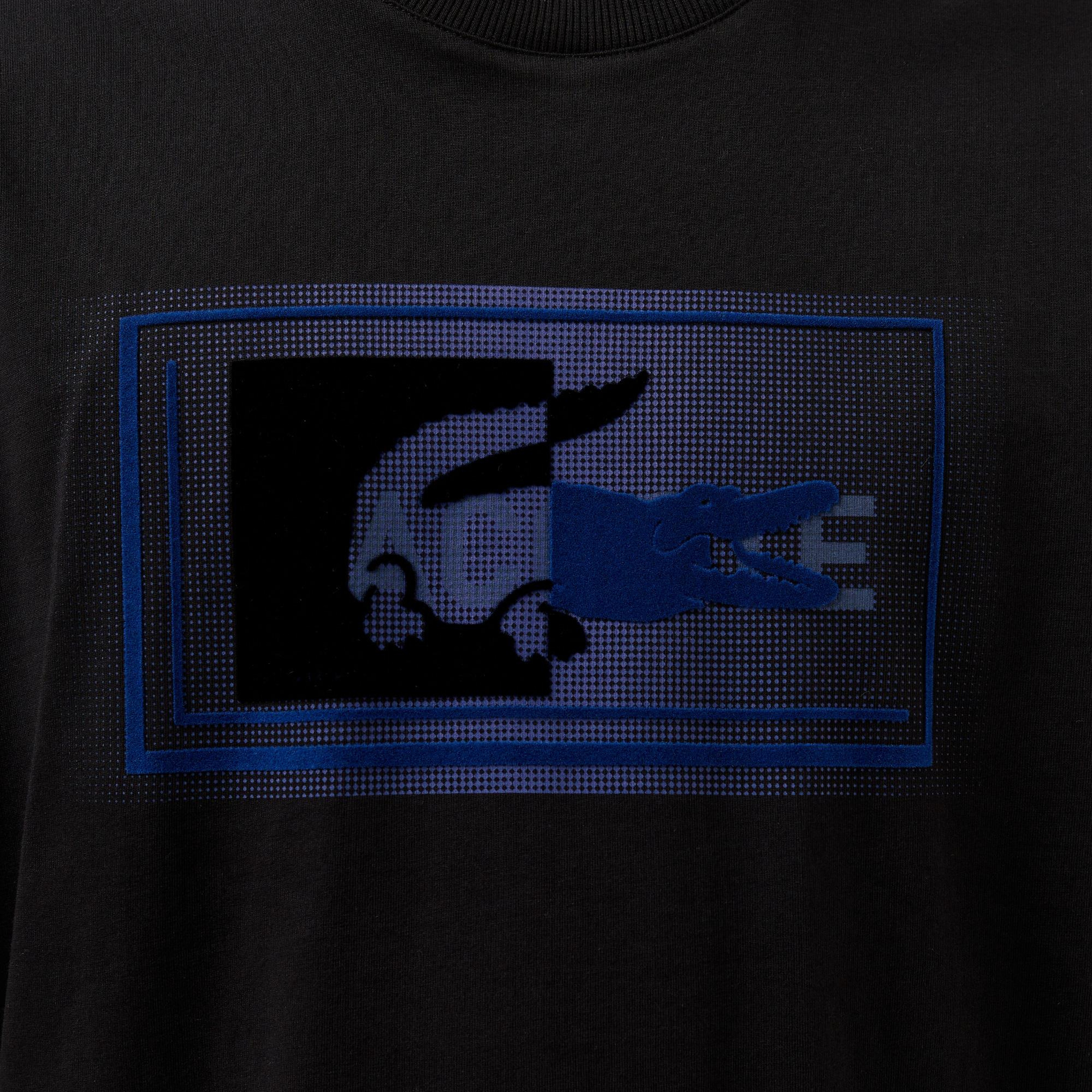 Lacoste Erkek Regular Fit Bisiklet Yaka Baskılı Siyah T-Shirt