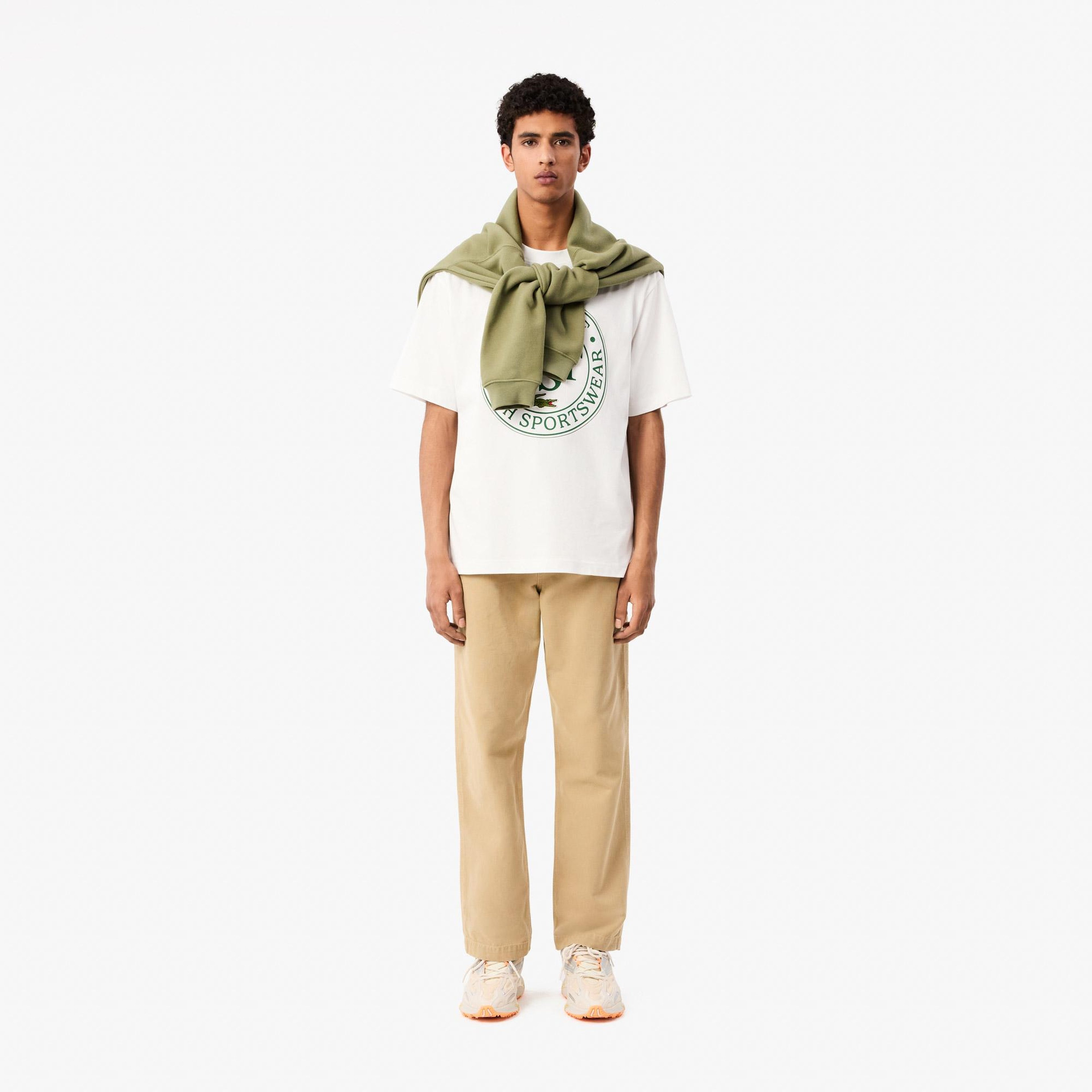 Lacoste Loose Fit Erkek Beyaz T-Shirt