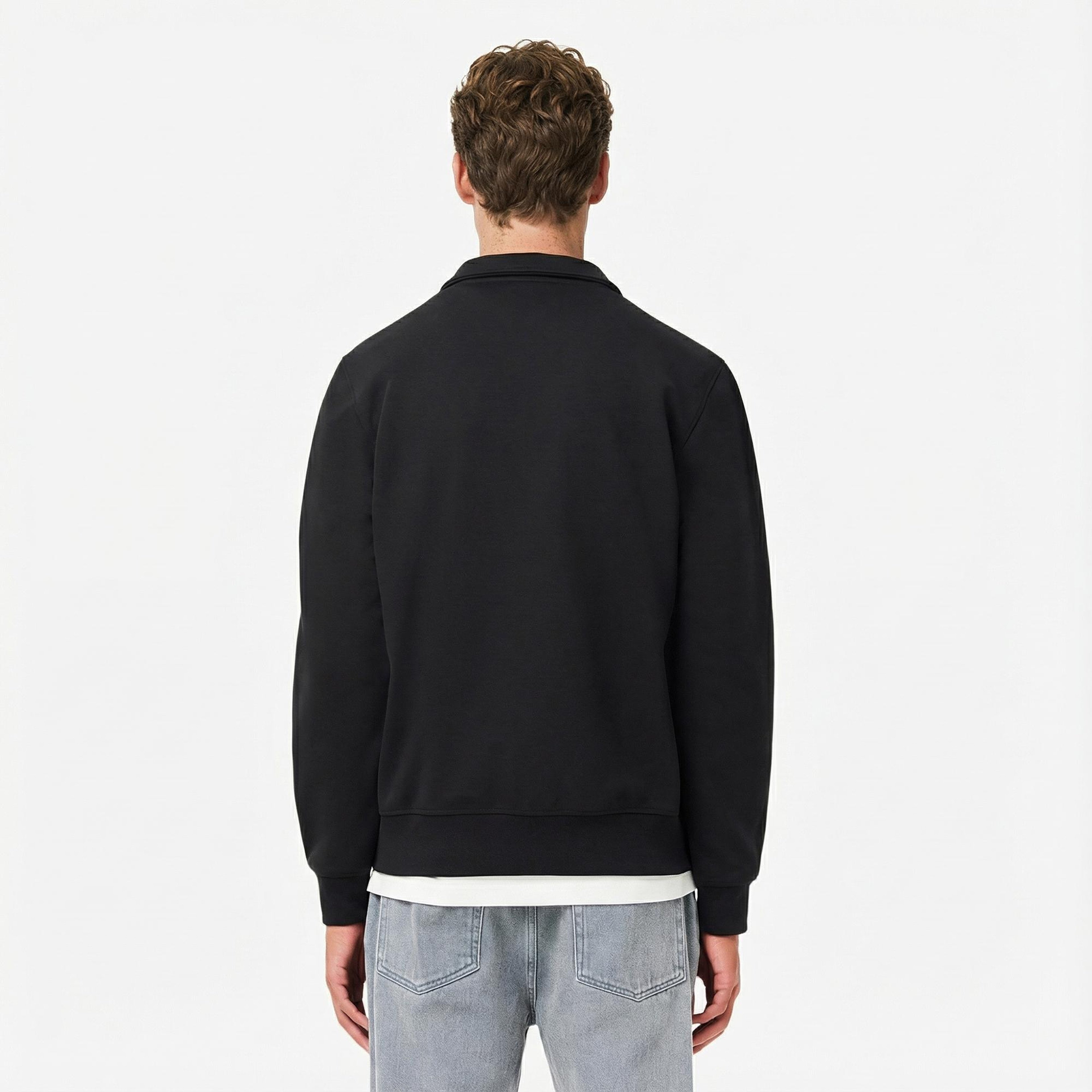 Lacoste Erkek Classic Fit Yarım Fermuarlı Siyah Sweatshirt