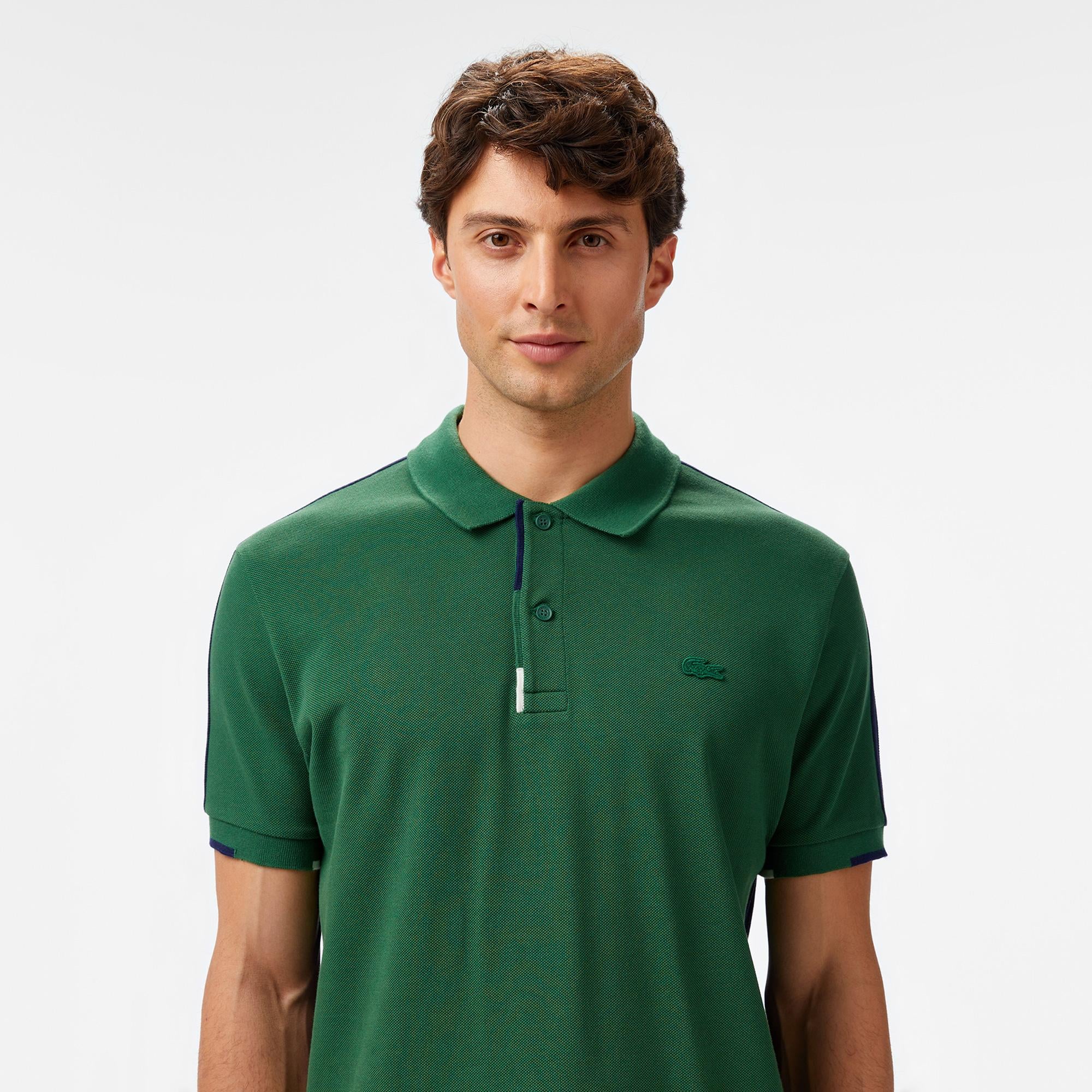 Erkek Regular Fit Renk Bloklu Yeşil Polo