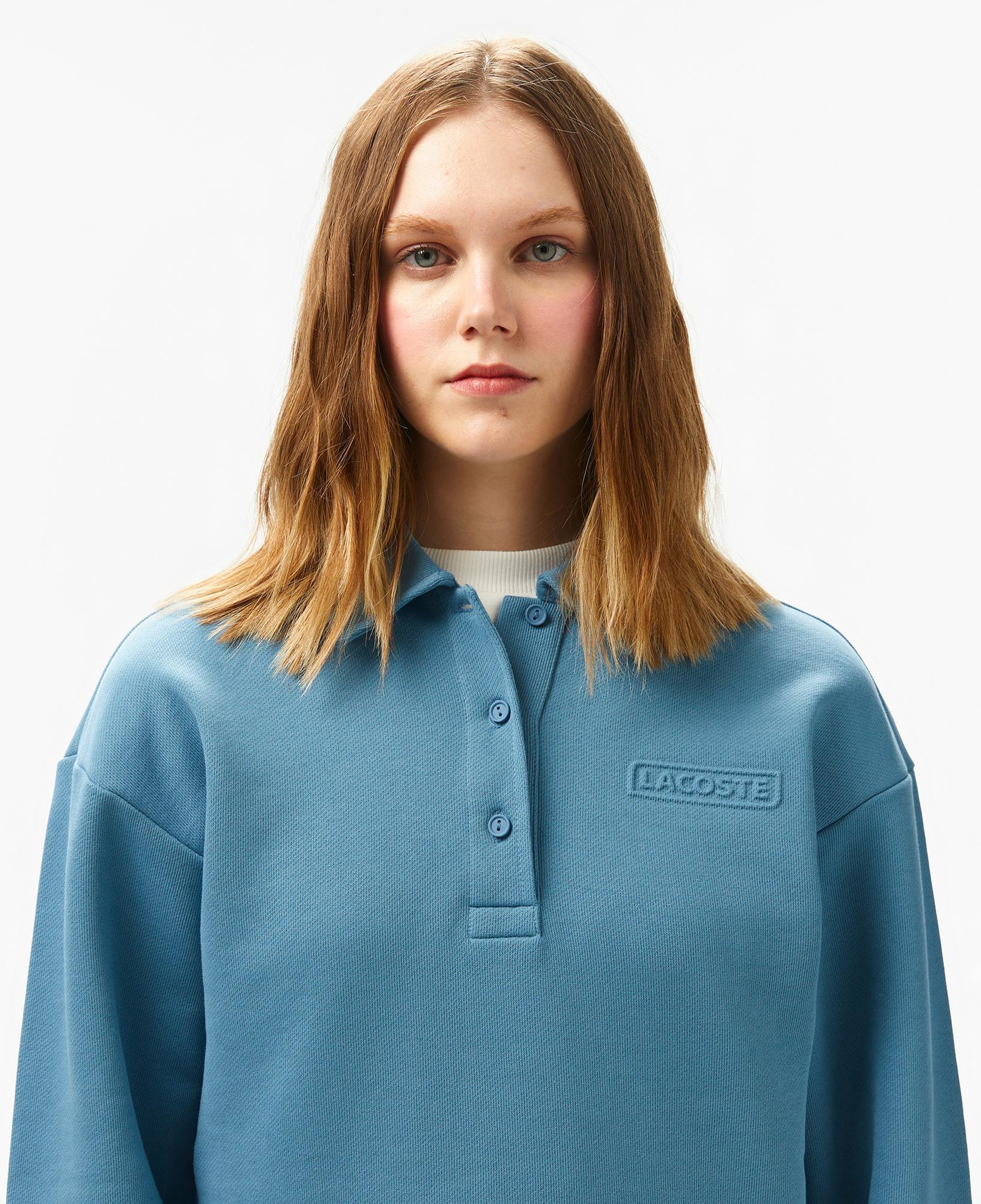 Kadın Relaxed Fit Polo Yaka Mavi Sweatshirt