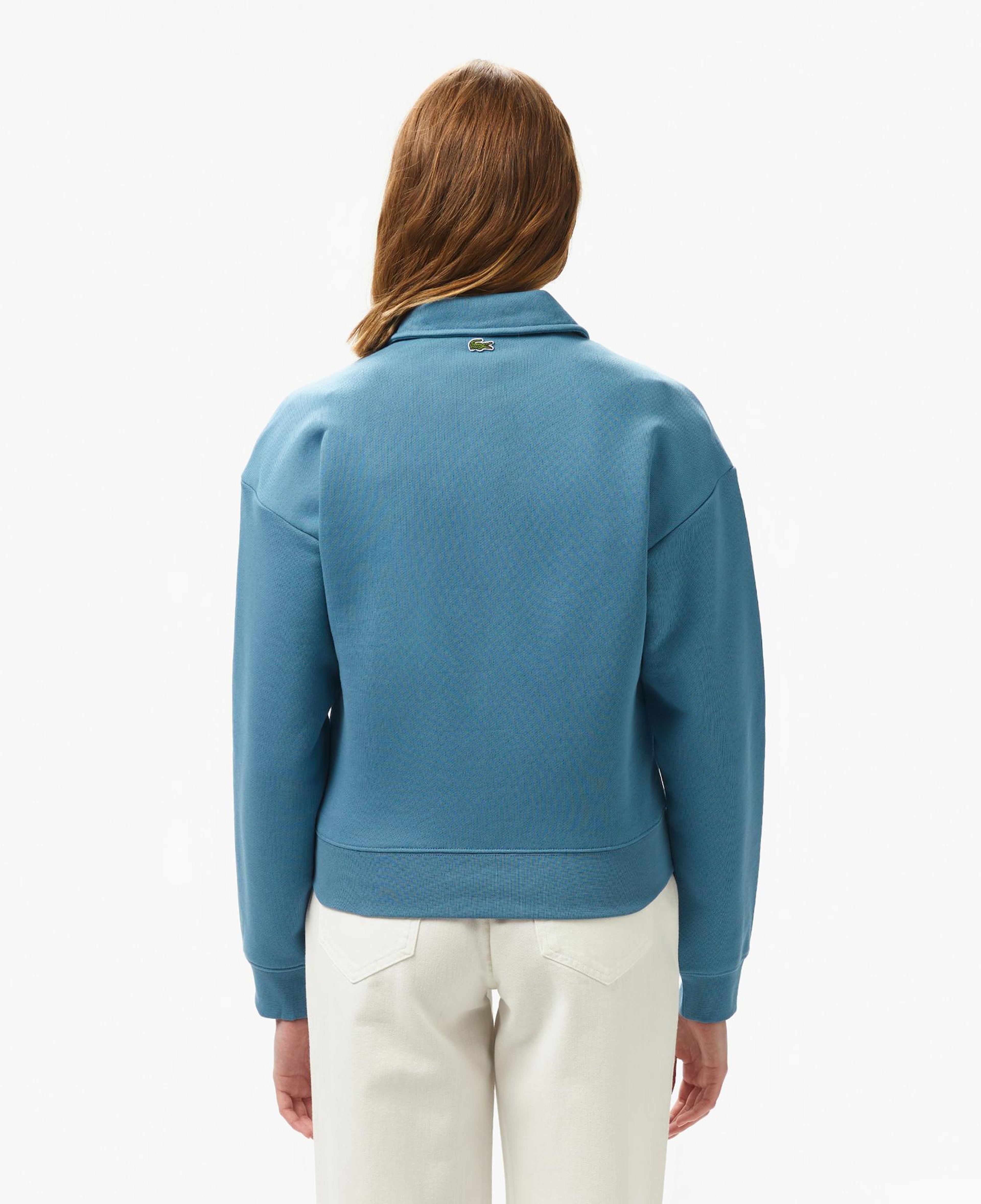 Kadın Relaxed Fit Polo Yaka Mavi Sweatshirt