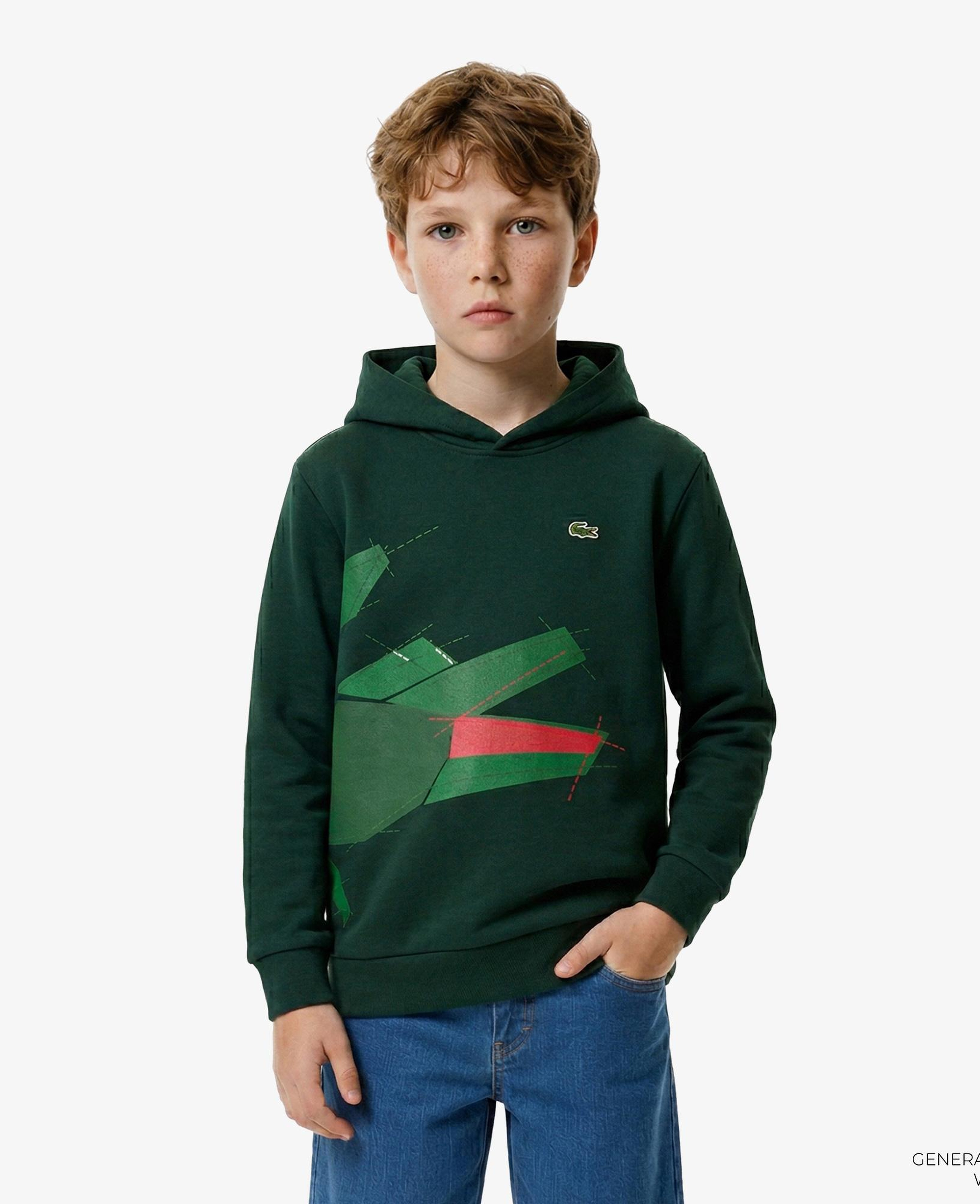 Lacoste Çocuk Kapüşonlu Baskılı Yeşil Sweatshirt