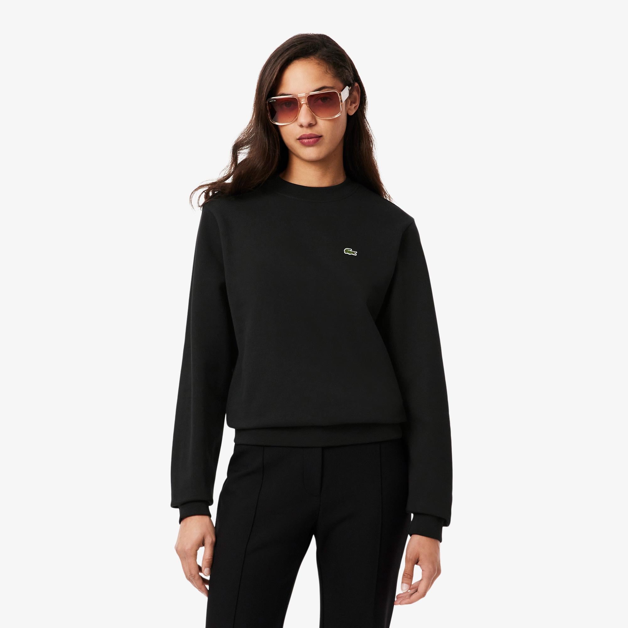 Kadın Relaxed Fit Bisiklet Yaka Siyah Sweatshirt