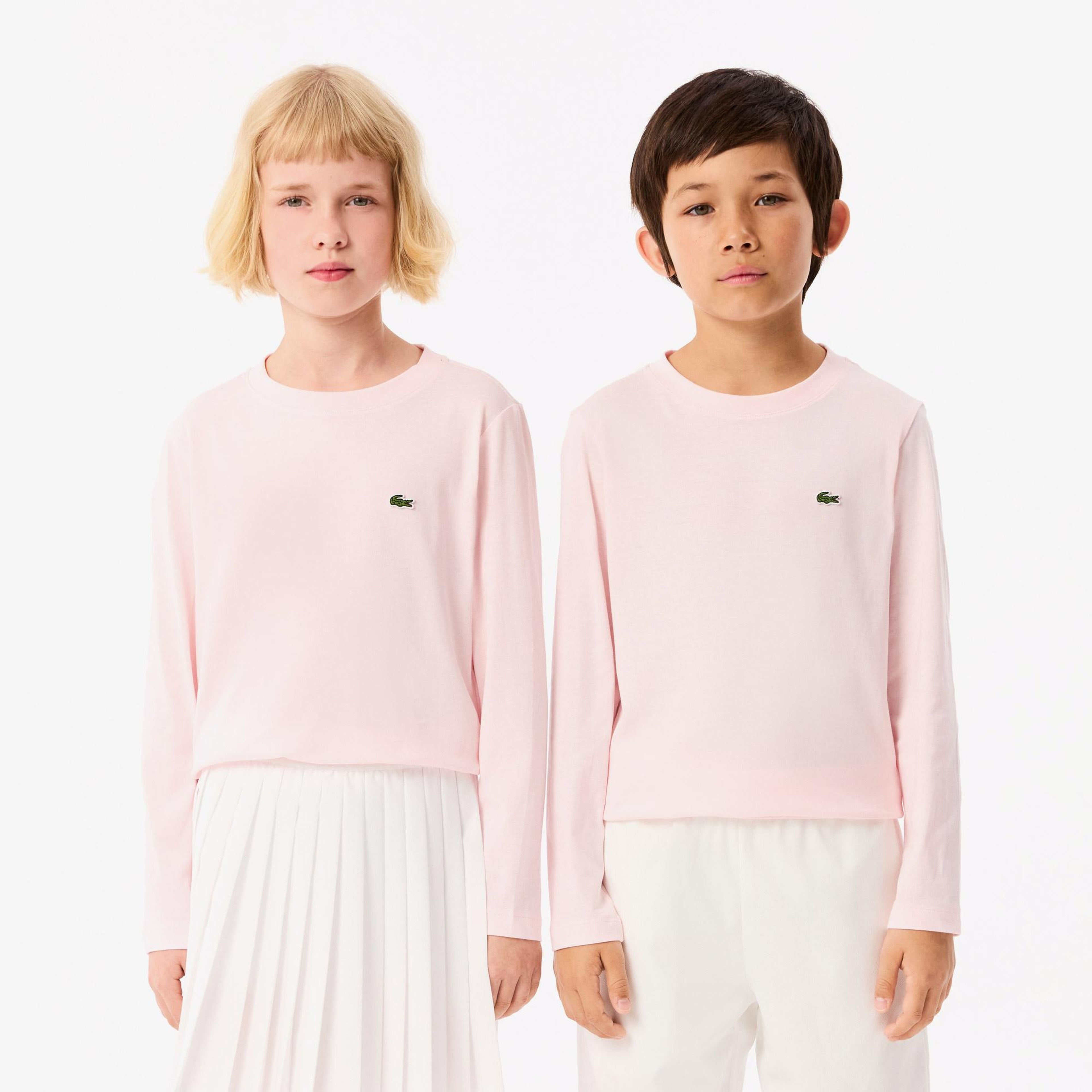 Çocuk Uzun Kollu Bisiklet Yaka Açık Pembe T-Shirt