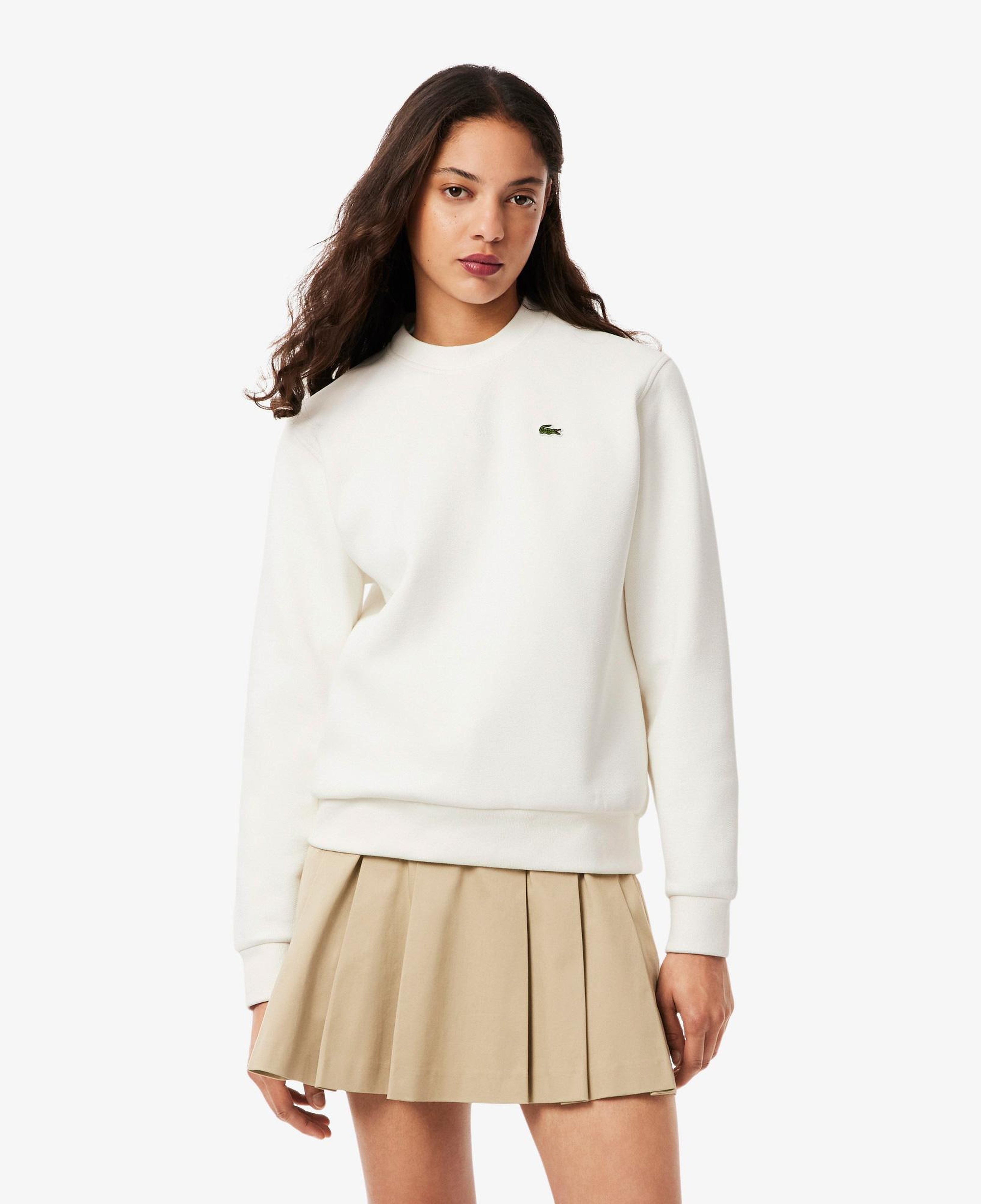 Lacoste Kadın Relaxed Fit Bisiklet Yaka Beyaz Sweatshirt