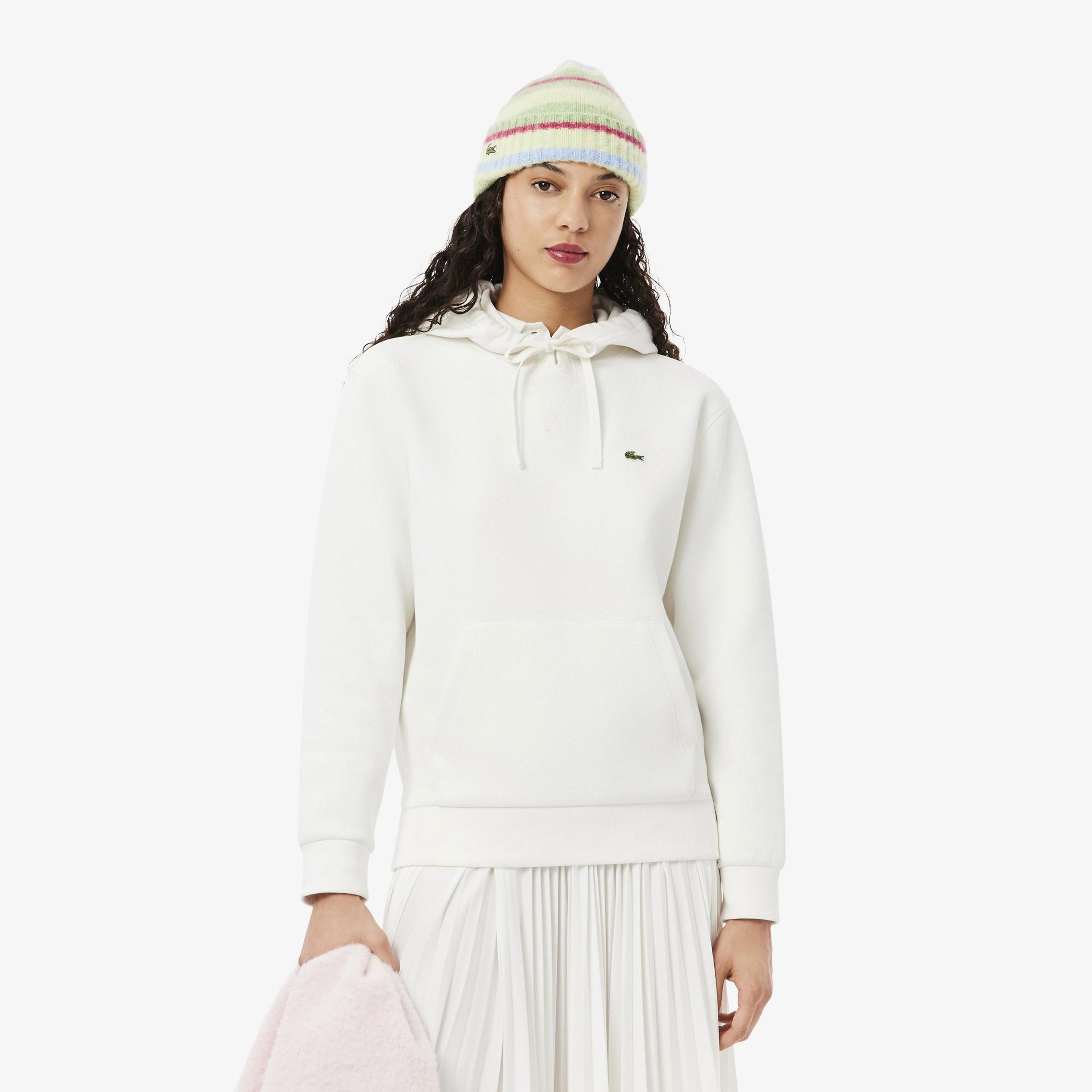 Kadın Relaxed Fit Kapüşonlu Beyaz Sweatshirt
