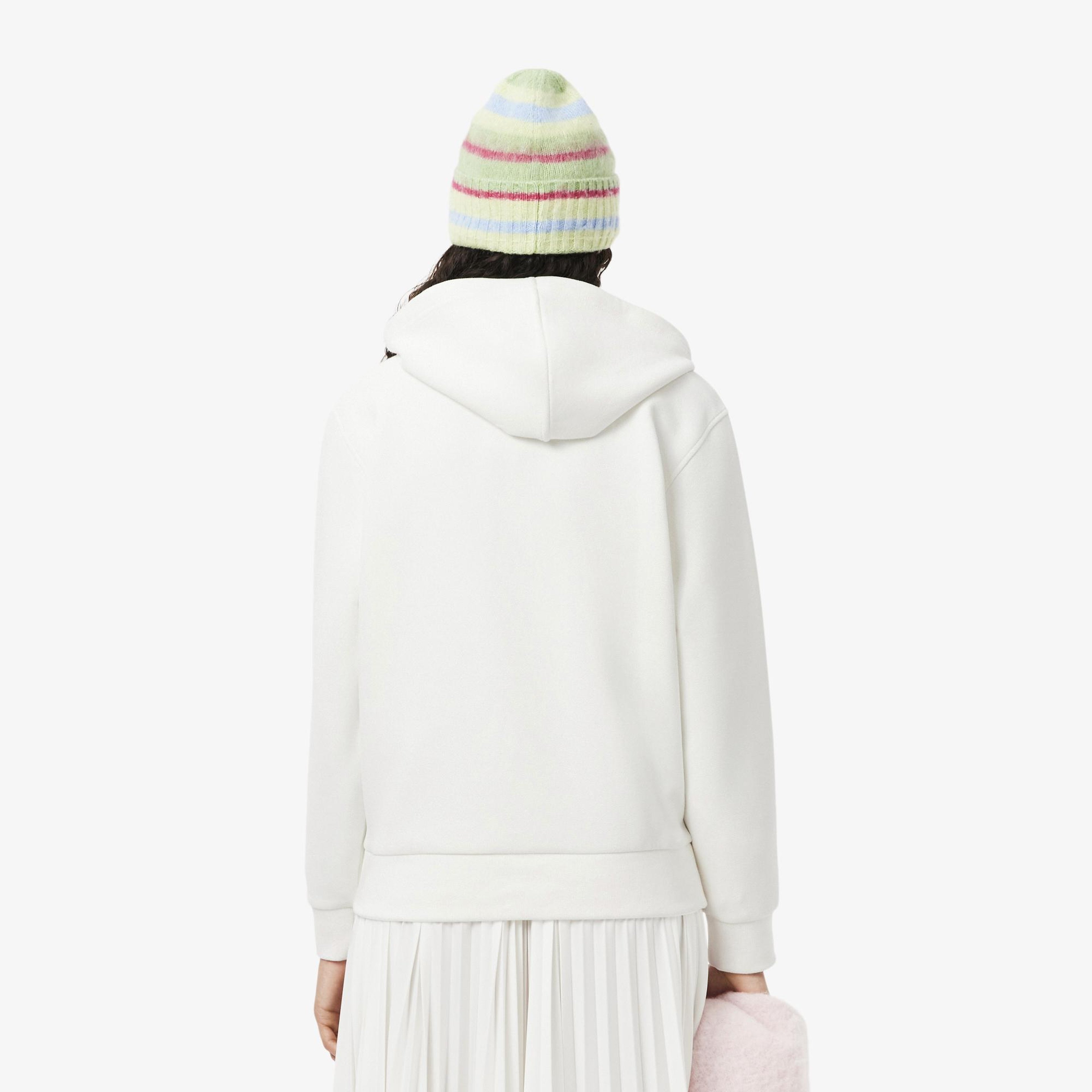 Kadın Relaxed Fit Kapüşonlu Beyaz Sweatshirt