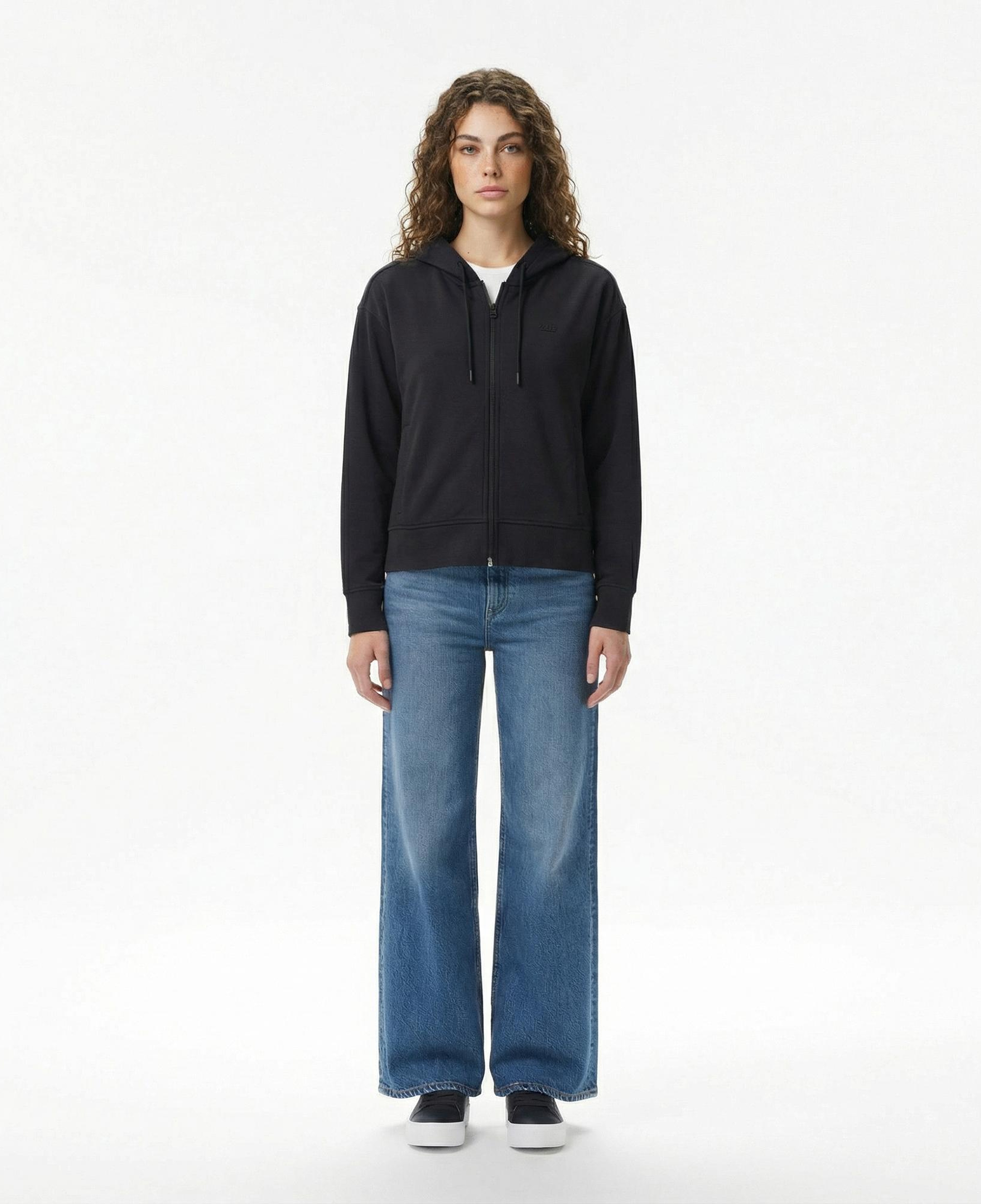 Lacoste Kadın Relaxed Fit Kapüşonlu Siyah Sweatshirt