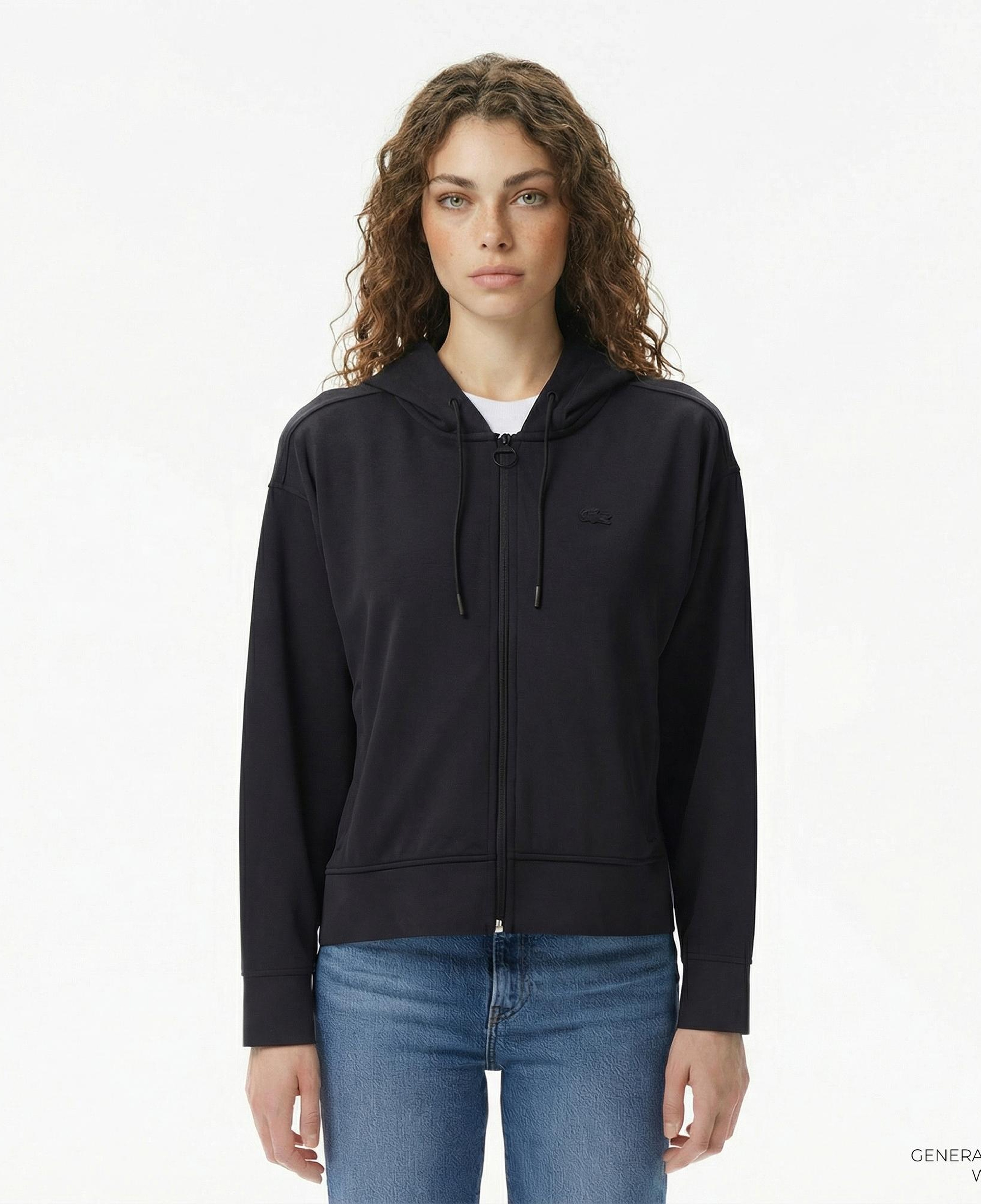 Lacoste Kadın Relaxed Fit Kapüşonlu Siyah Sweatshirt