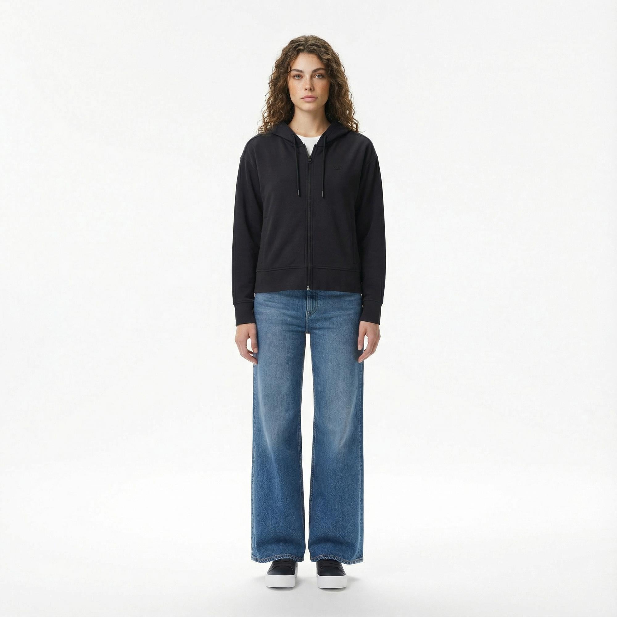 Lacoste Kadın Relaxed Fit Kapüşonlu Siyah Sweatshirt