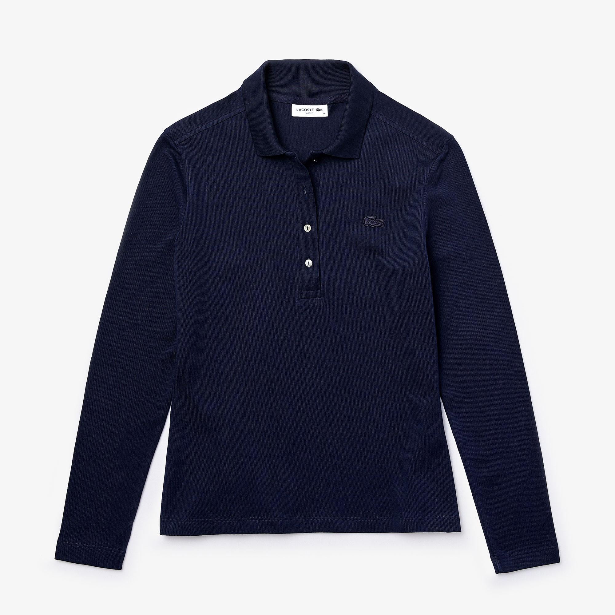 Lacoste Kadın Slim Fit Uzun Kollu Lacivert Polo