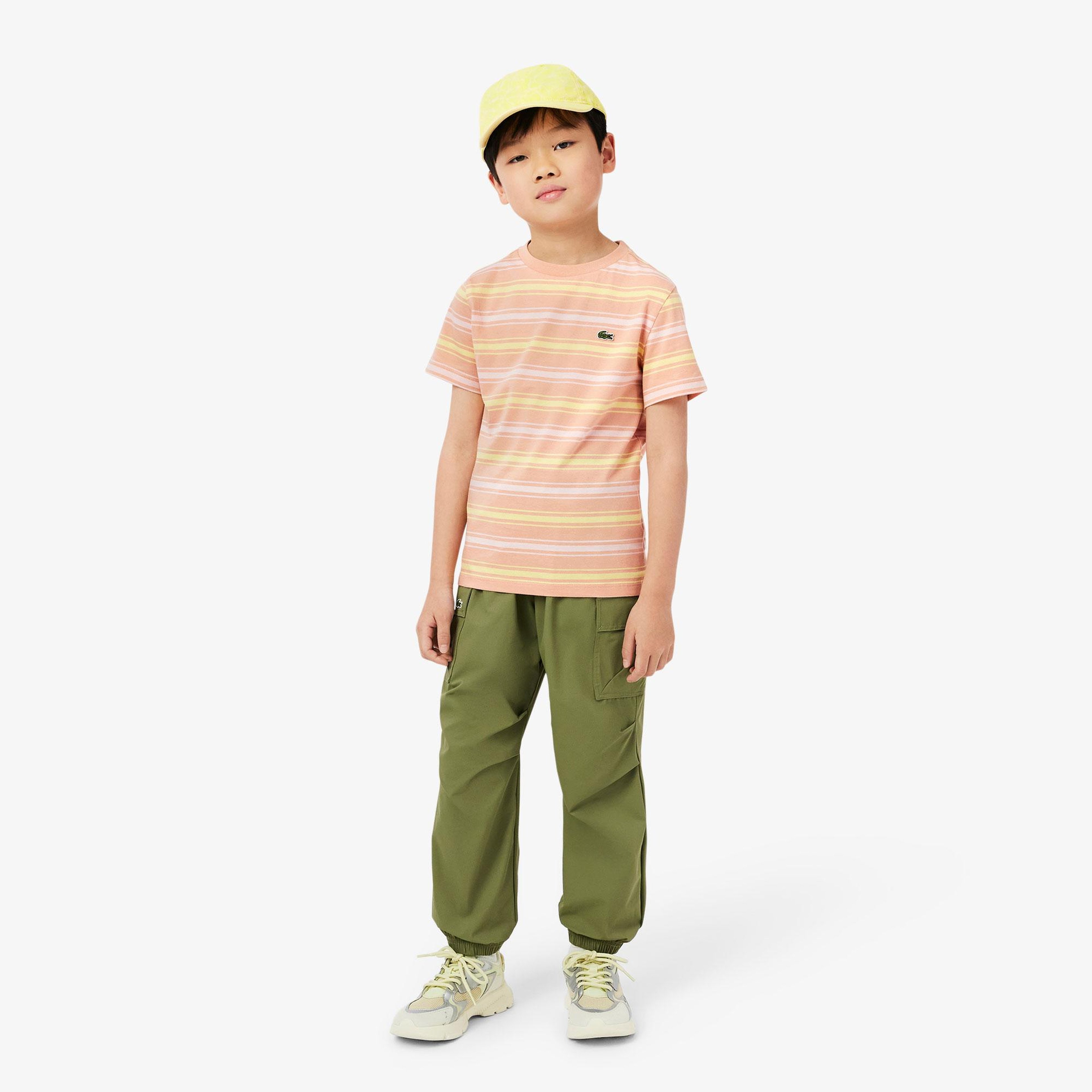Çocuk Bisiklet Yaka Çizgili Kahverengi T-Shirt