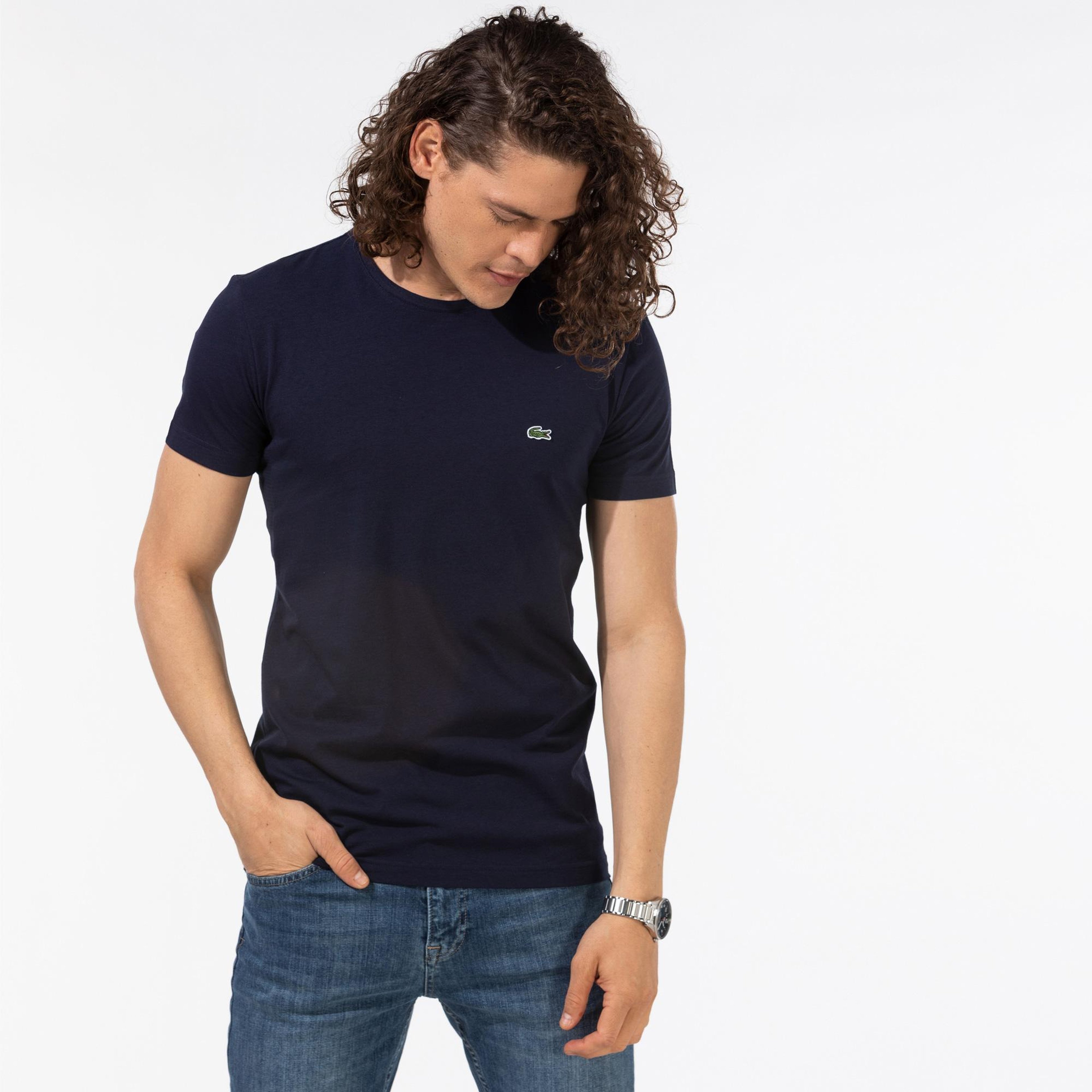 Erkek Slim Fit Bisiklet Yaka Lacivert T-Shirt