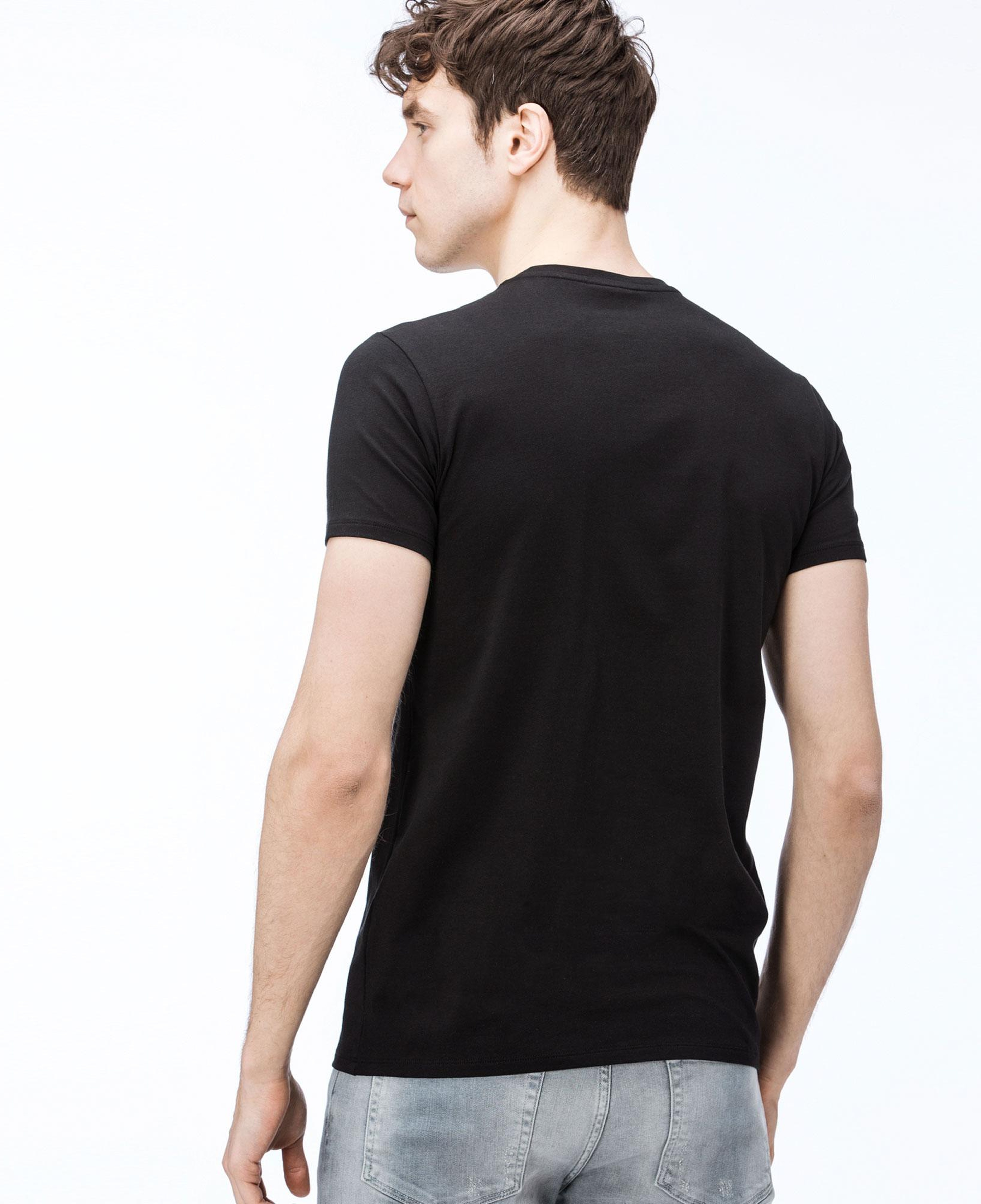 Erkek Slim Fit V Yaka Siyah T-Shirt