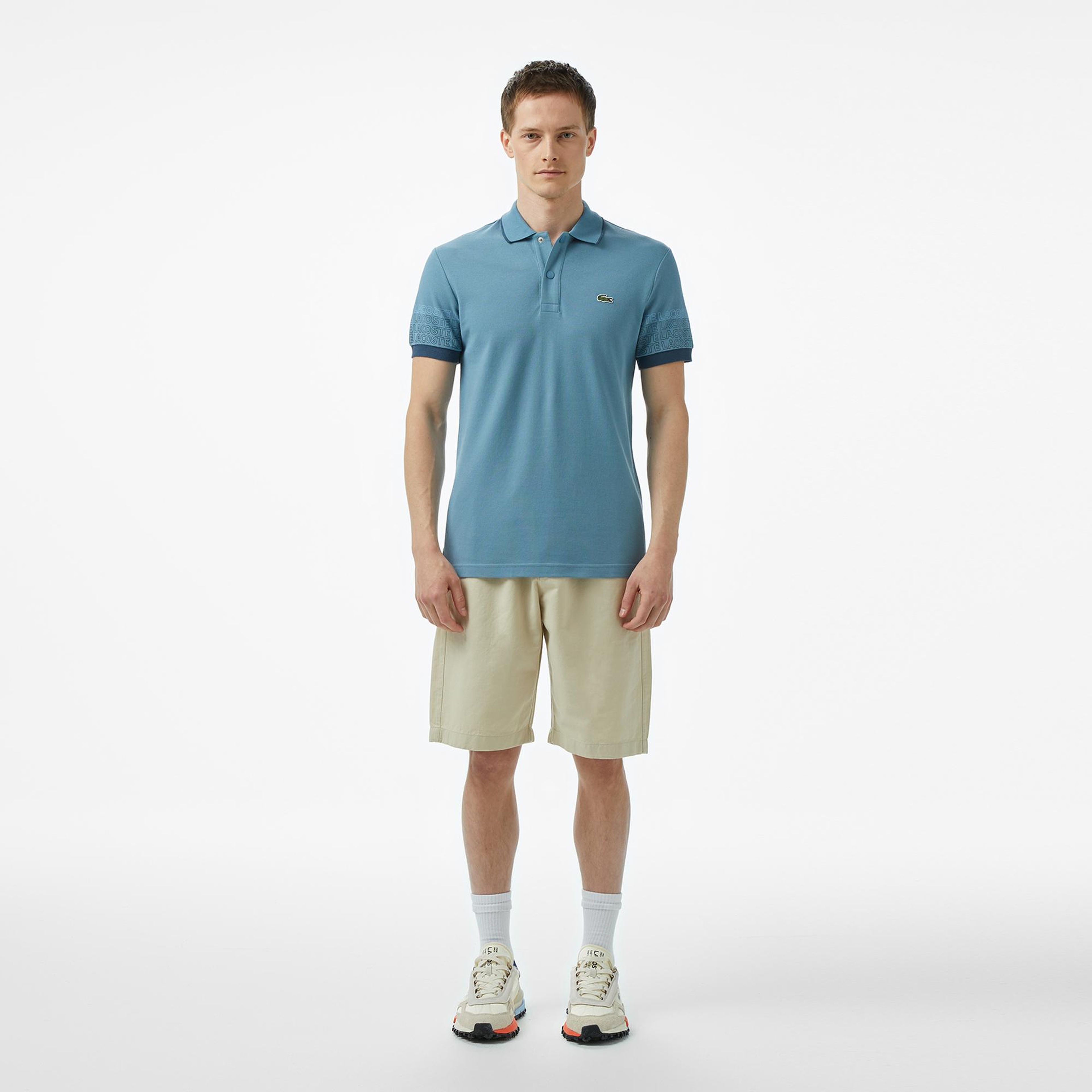 Loose Fit Erkek Baskılı Mavi Polo