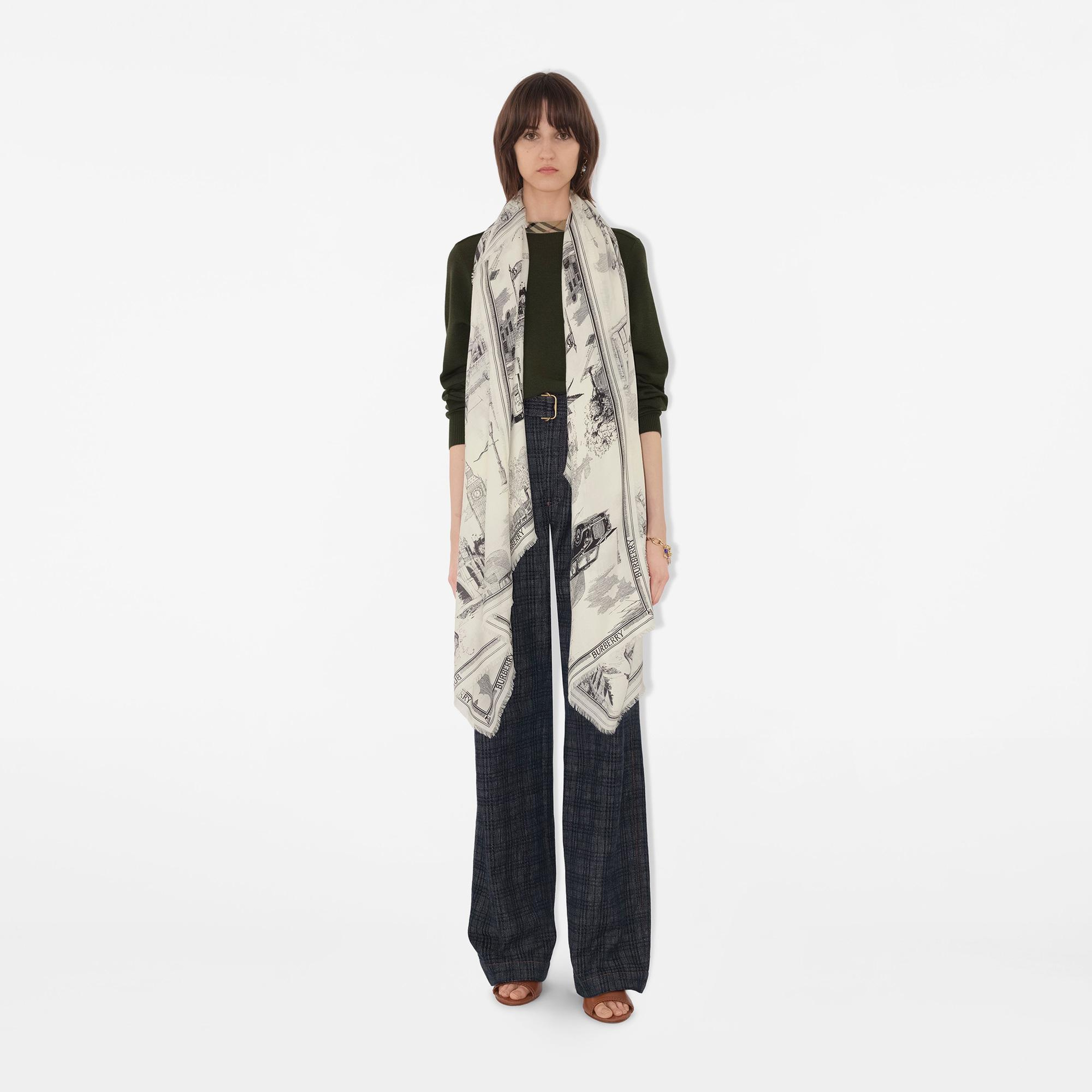 Burberry London Landmarks Wool Silk Kadın Renkli Atkı