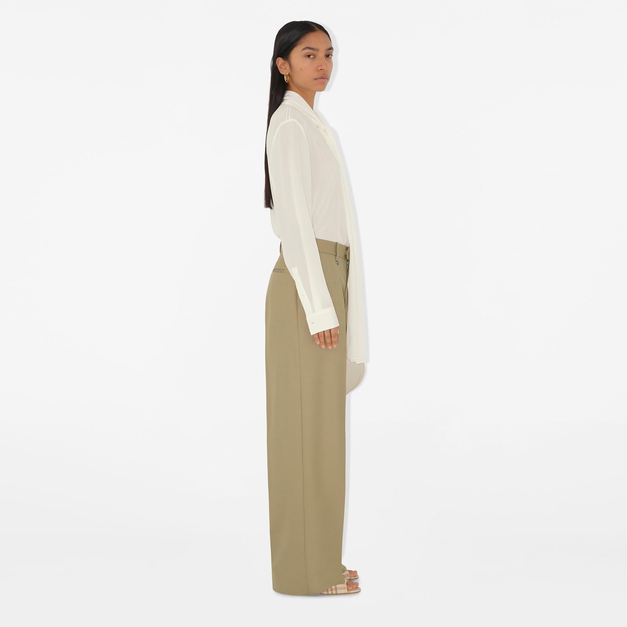 Burberry Wool Tailored Kadın Bej Pantolon