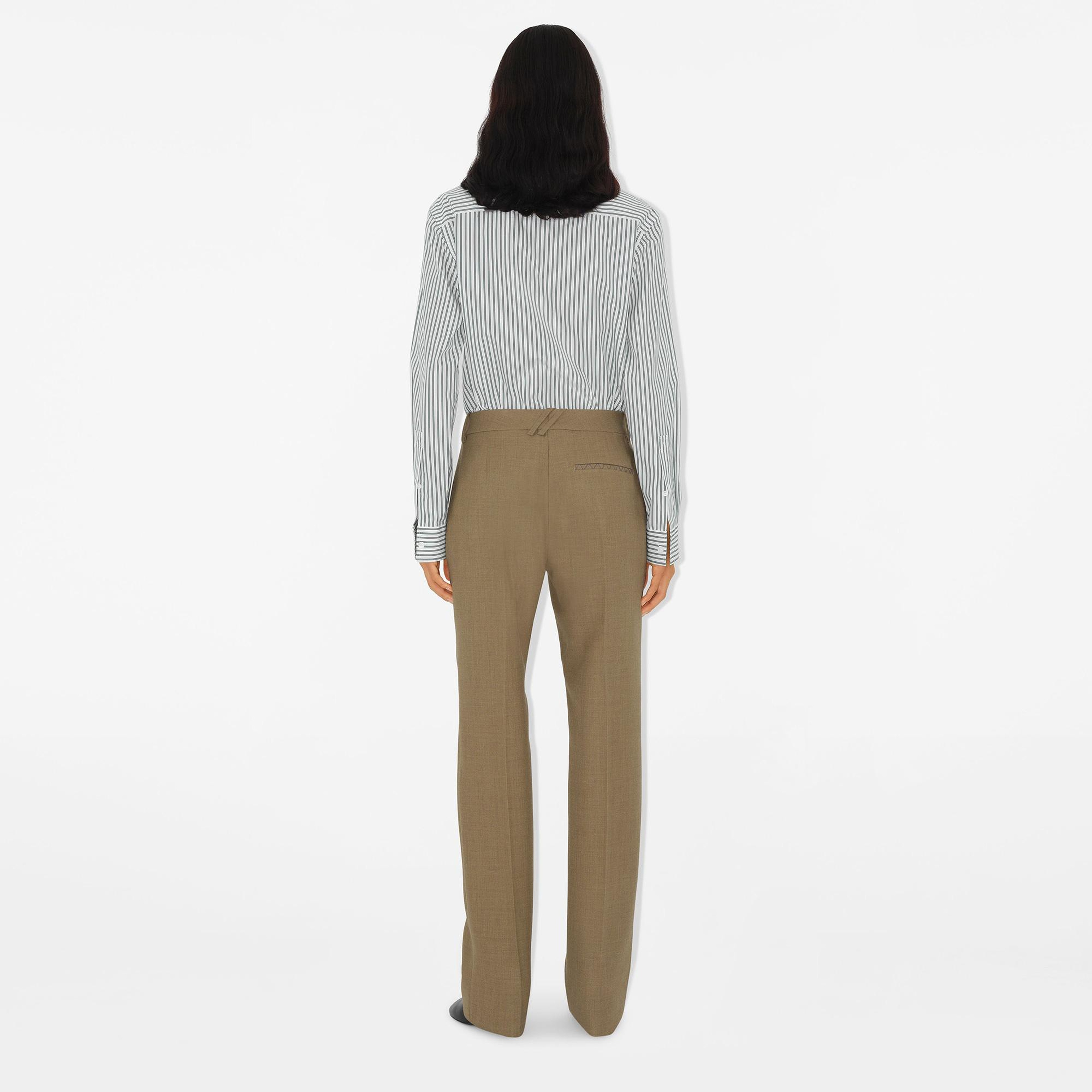 Burberry Wool Tailored Kadın Haki Pantolon