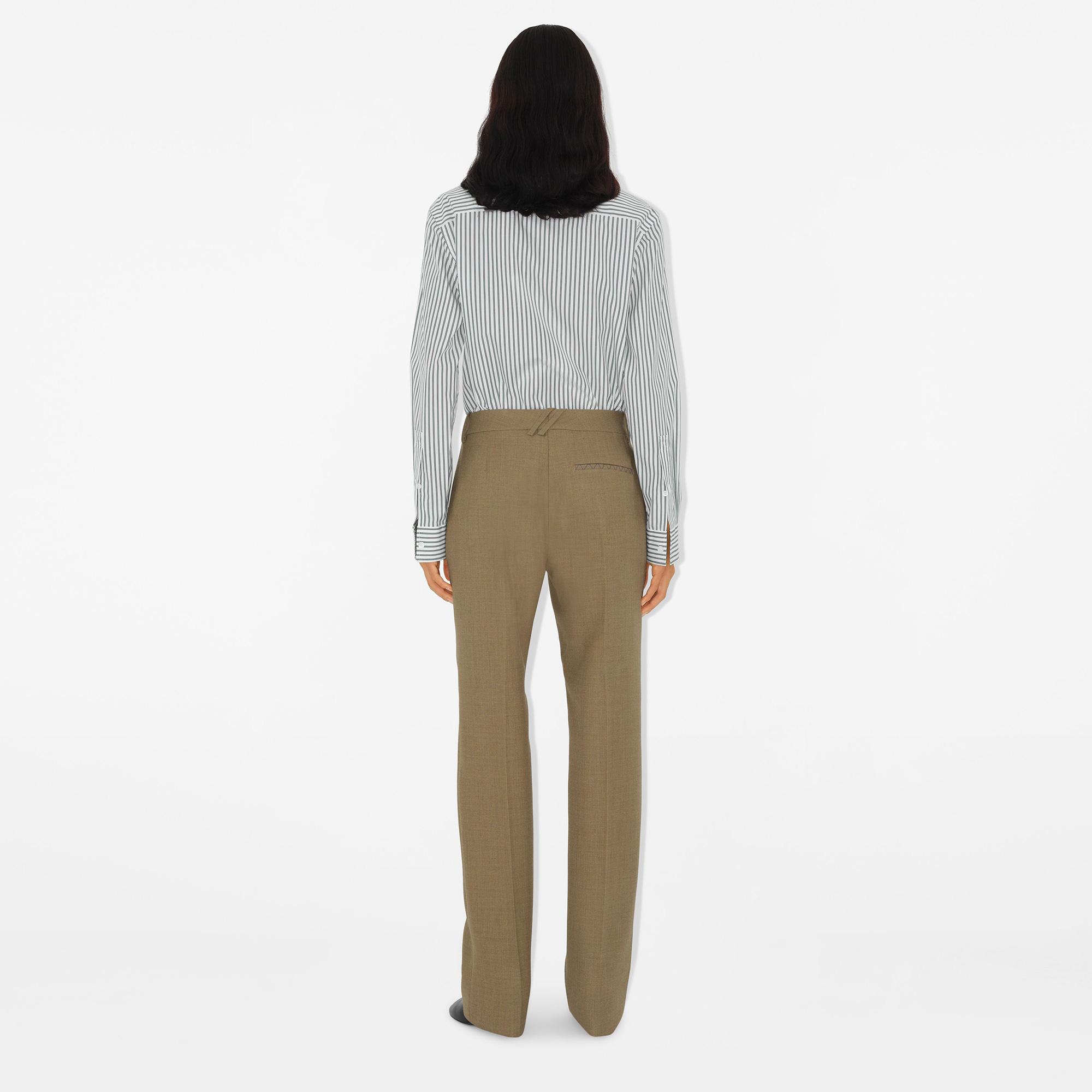 Burberry Wool Tailored Kadın Haki Pantolon