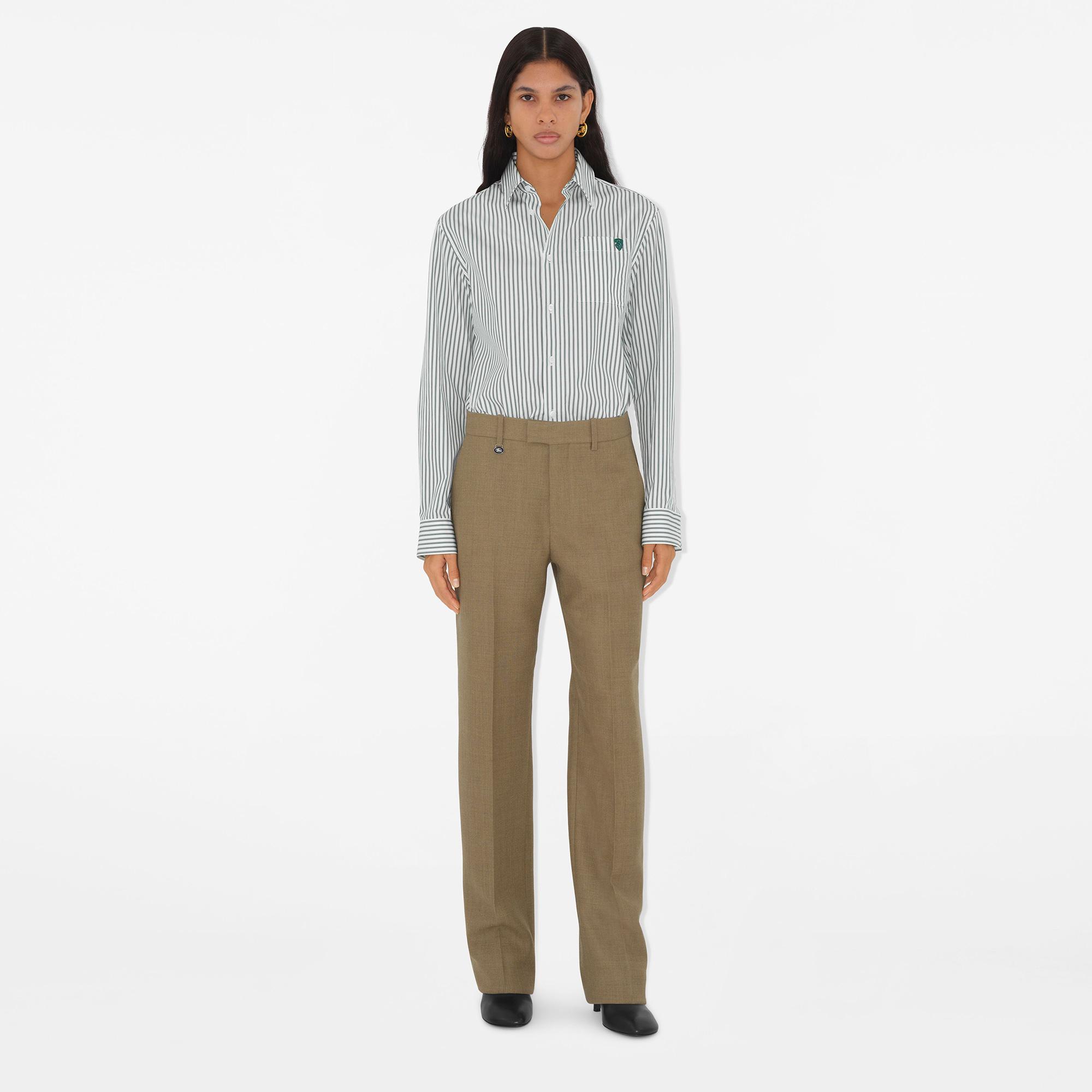Burberry Wool Tailored Kadın Haki Pantolon