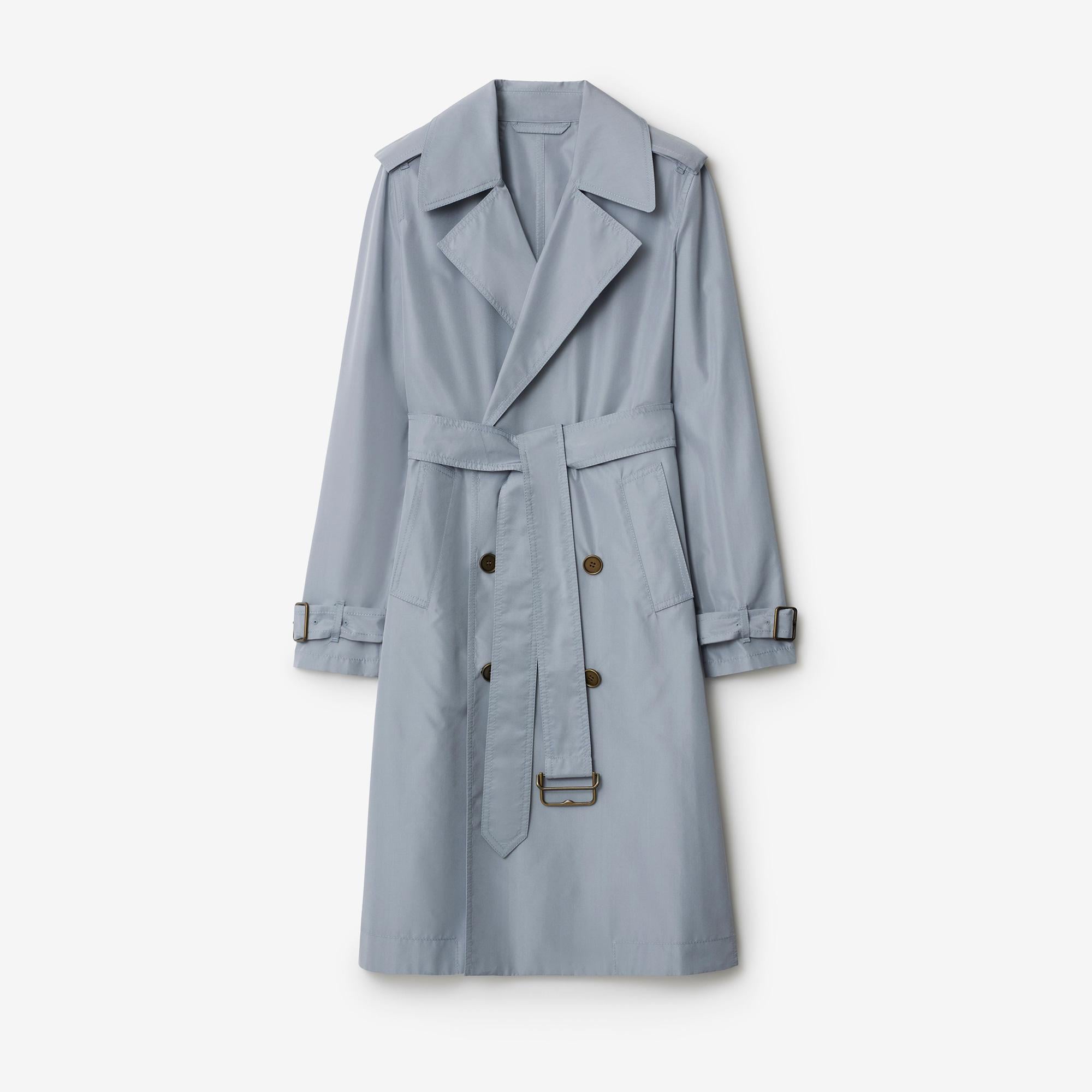 Burberry Giu Long Silk Kadın Mavi Trençkot