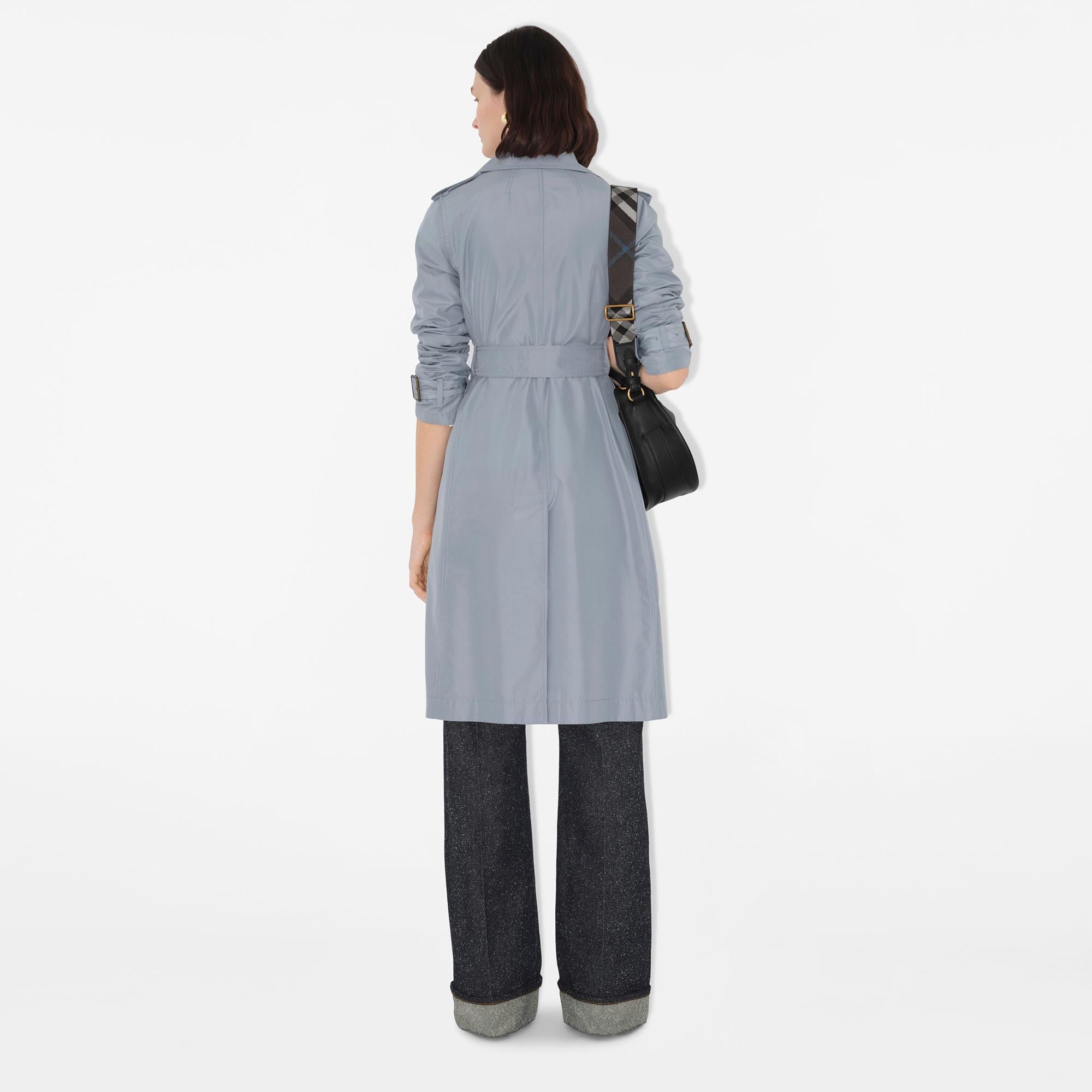 Burberry Giu Long Silk Kadın Mavi Trençkot