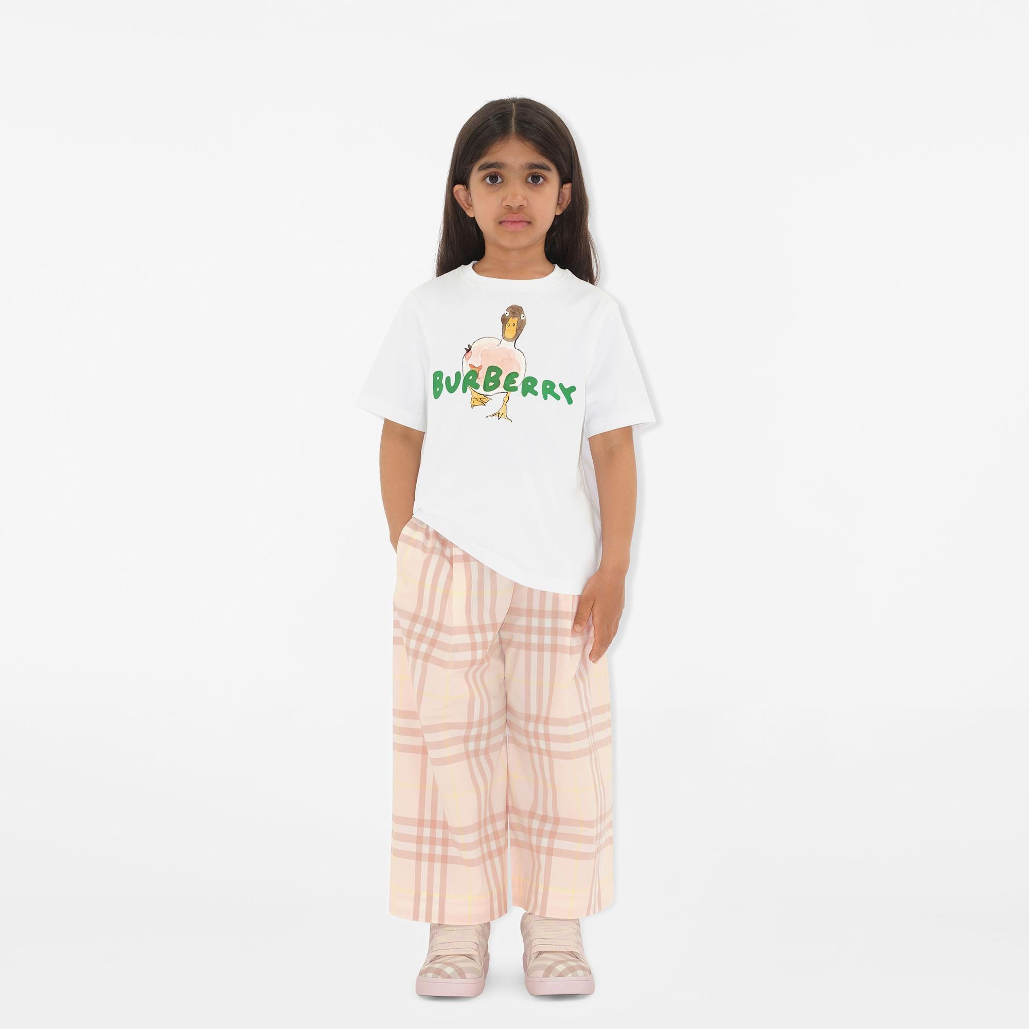 Burberry Duck Cotton Çocuk Beyaz T-Shirt