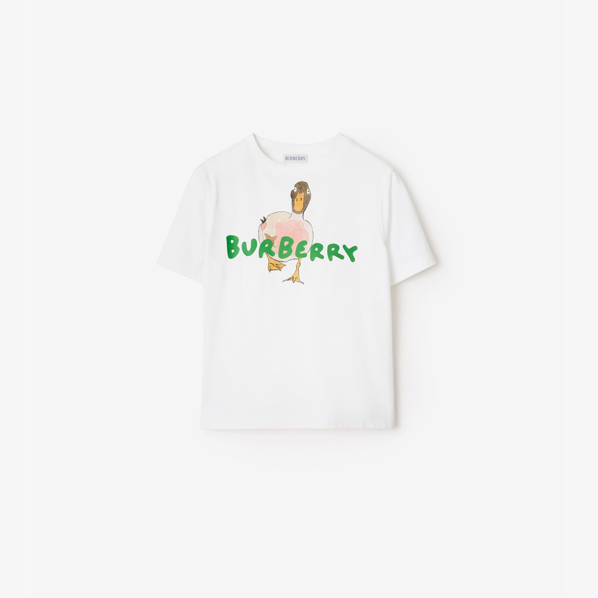 Burberry Duck Cotton Çocuk Beyaz T-Shirt