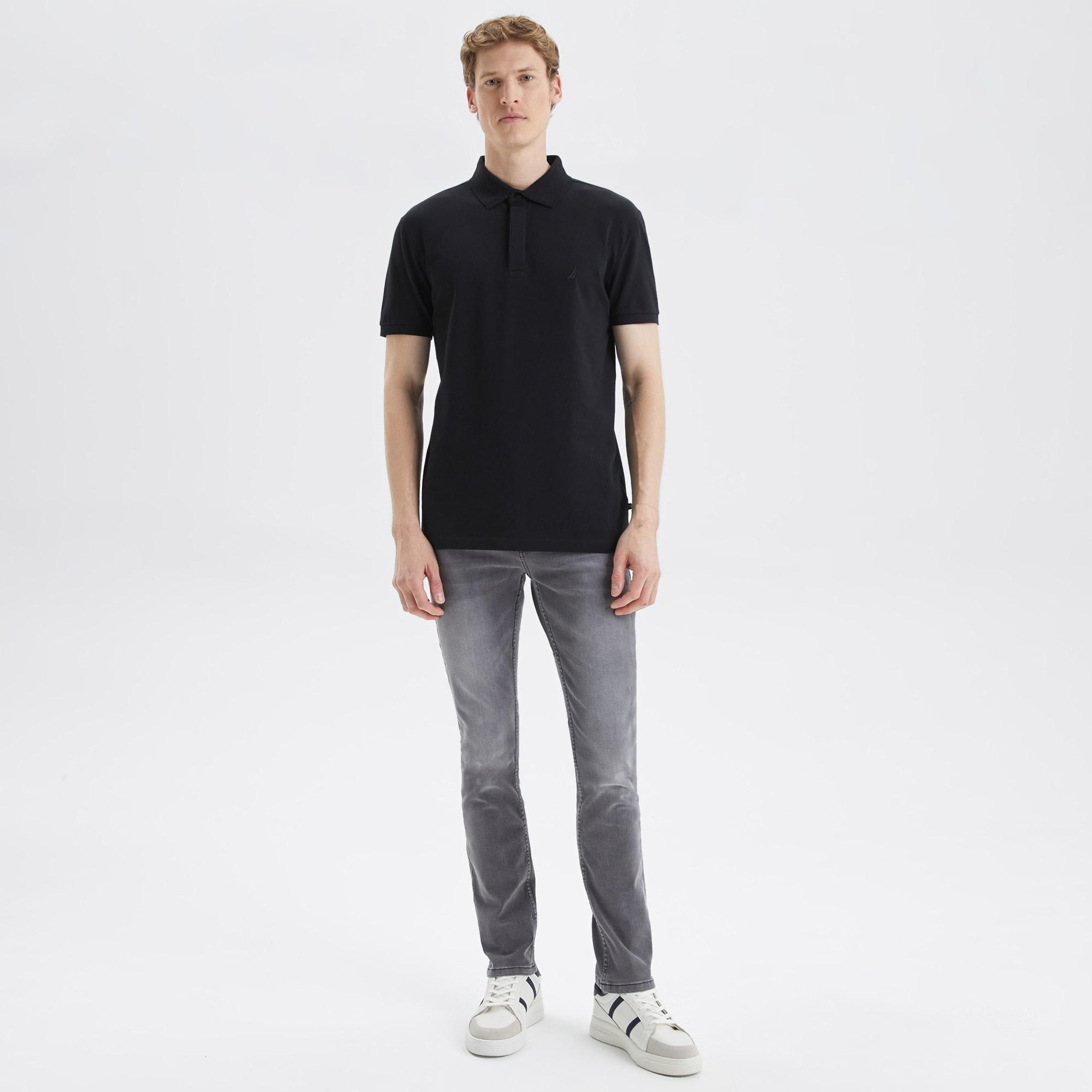 Nautica Erkek Siyah Slim Fit Kısa Kollu Polo Yaka T-Shirt