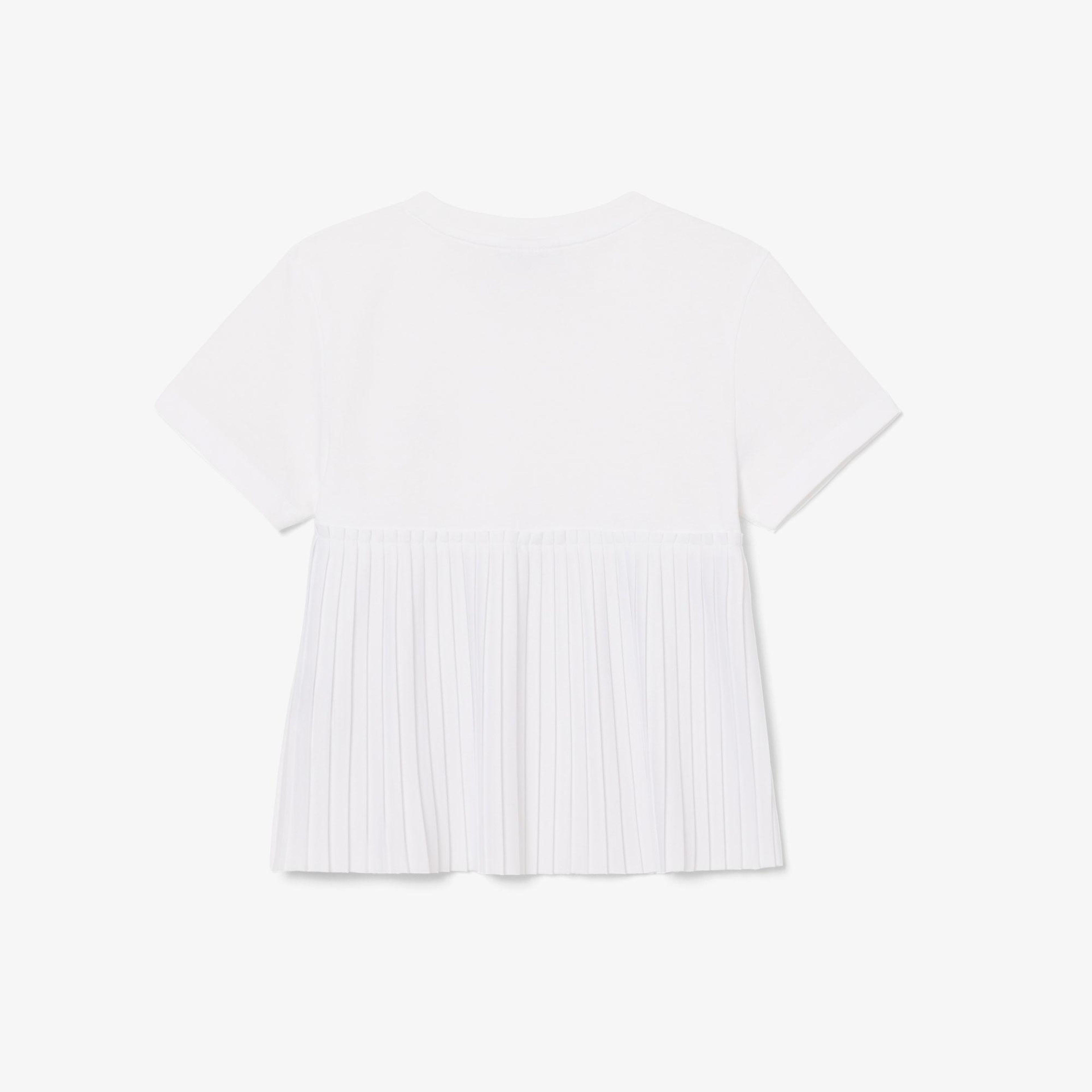 Lacoste Kız Çocuk Bisiklet Yaka Beyaz T-Shirt
