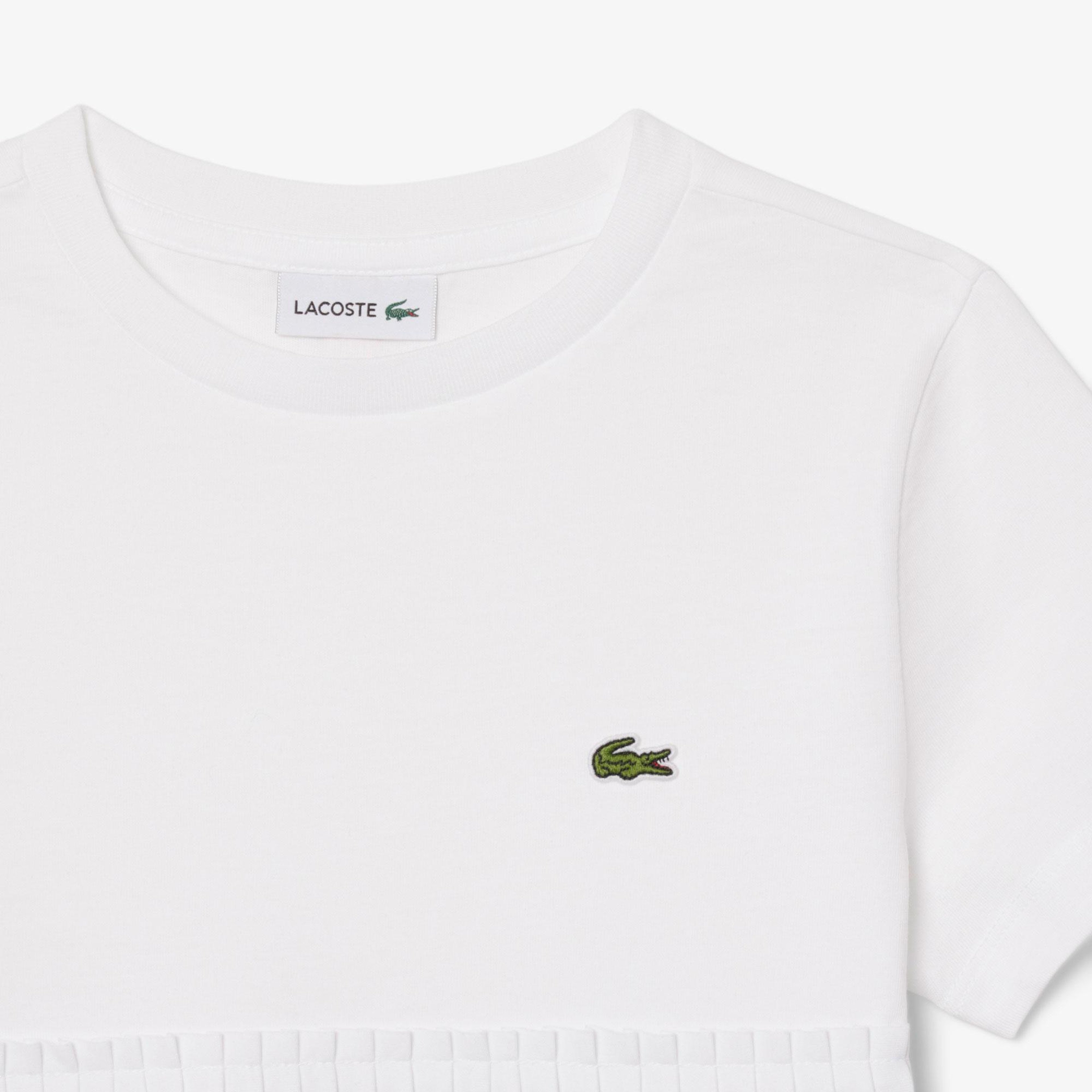 Lacoste Kız Çocuk Bisiklet Yaka Beyaz T-Shirt