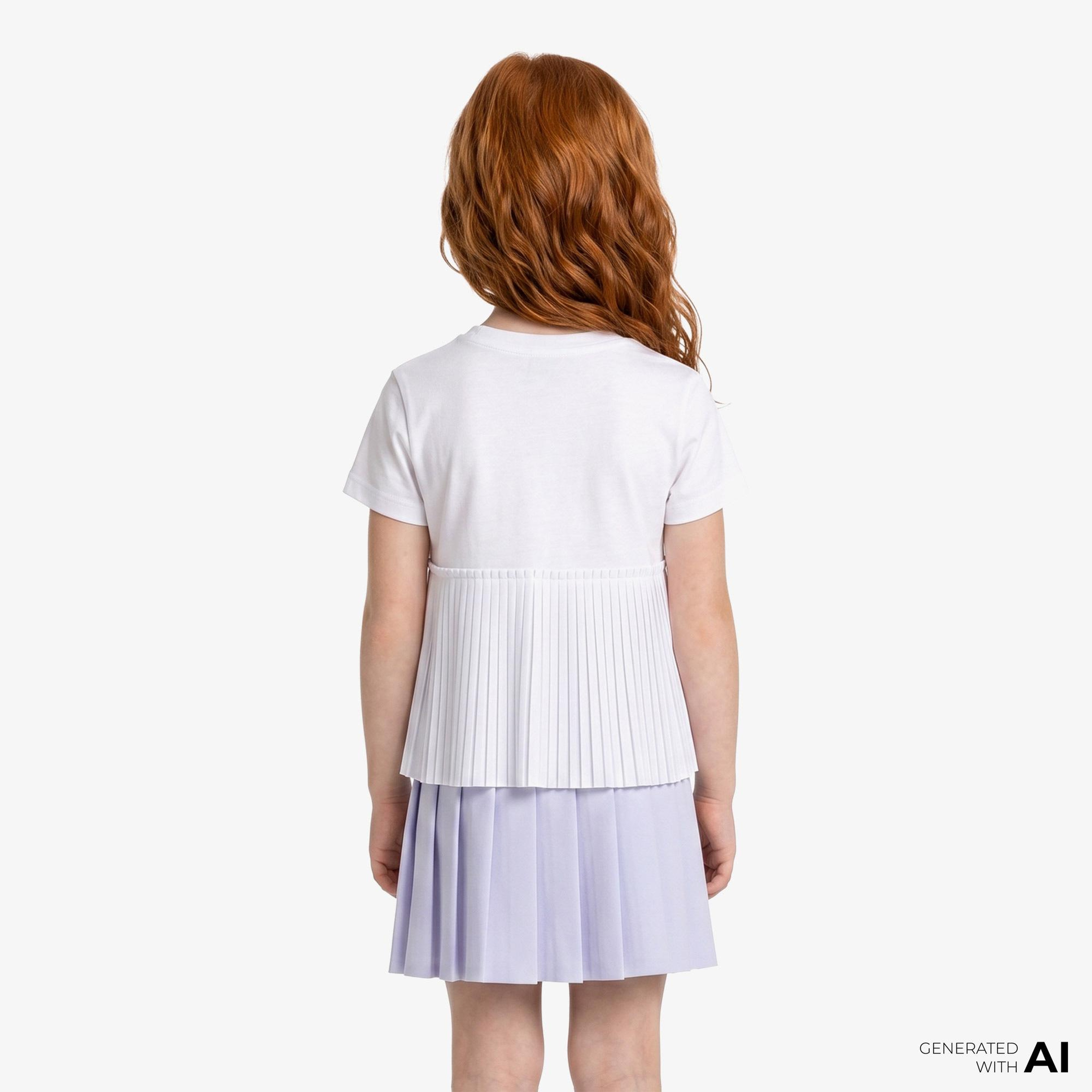Lacoste Kız Çocuk Bisiklet Yaka Beyaz T-Shirt