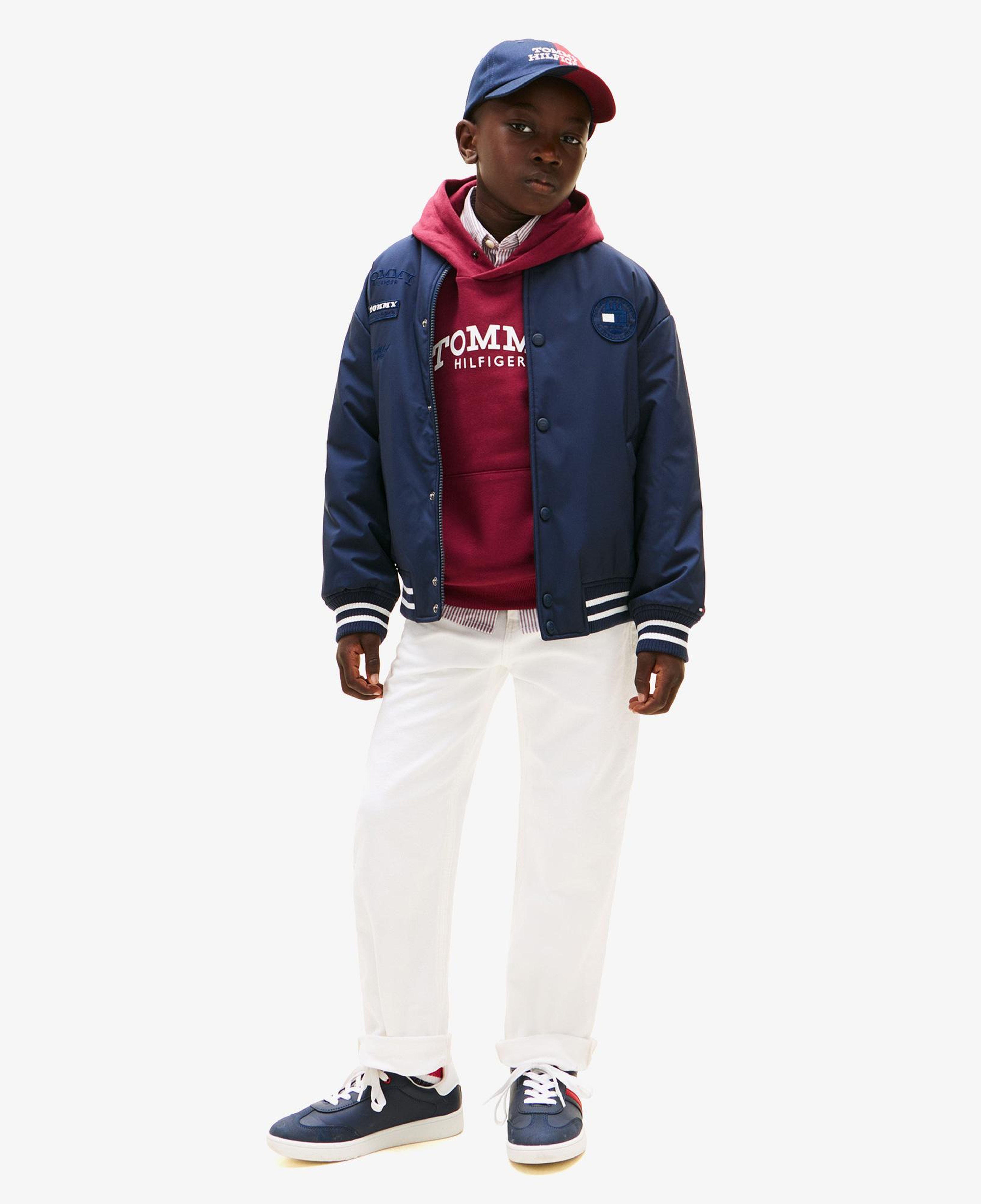 Tommy Hilfiger Padded Graphic Bomber Çocuk Mavi Ceket