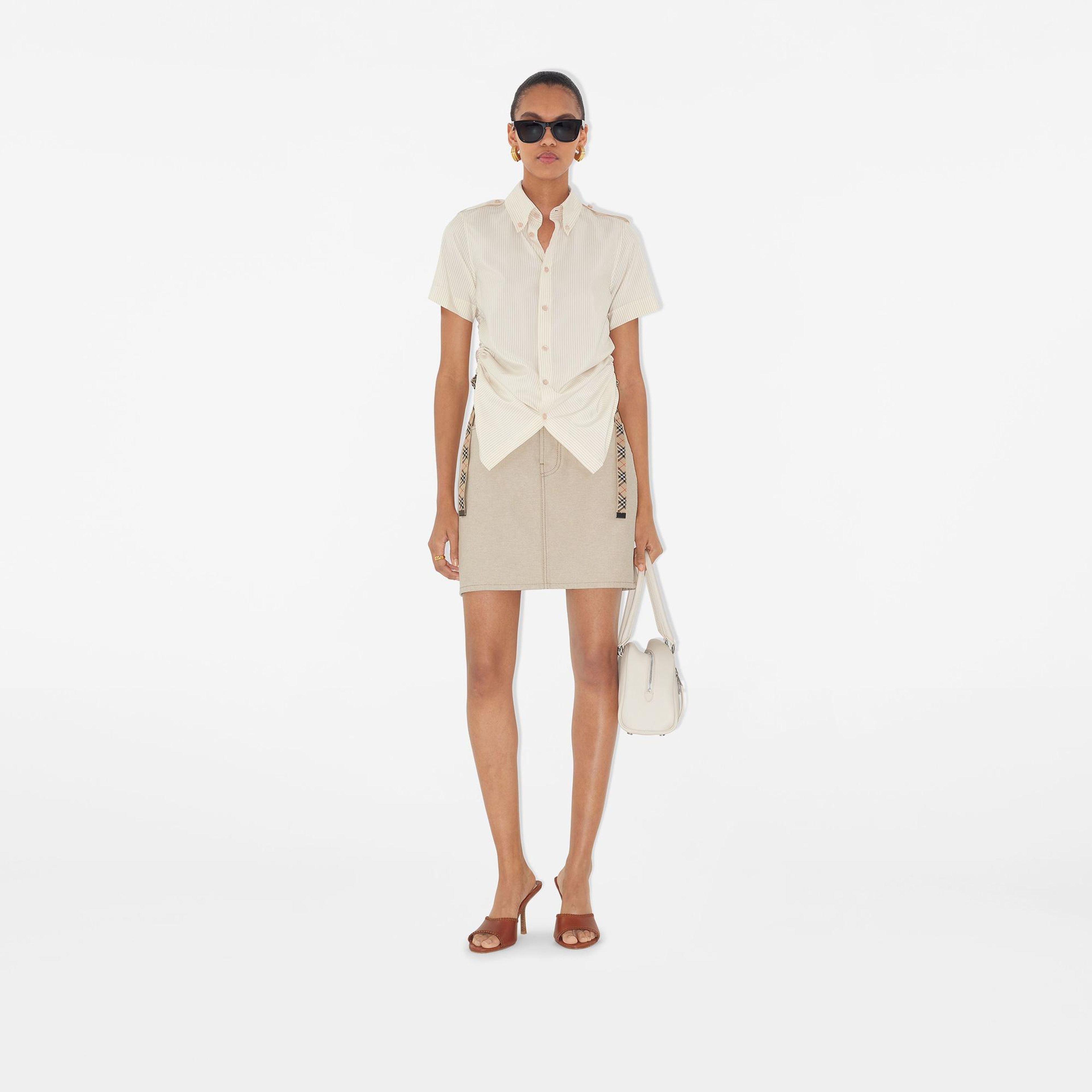 Burberry Striped Silk Kadın Krem Gömlek