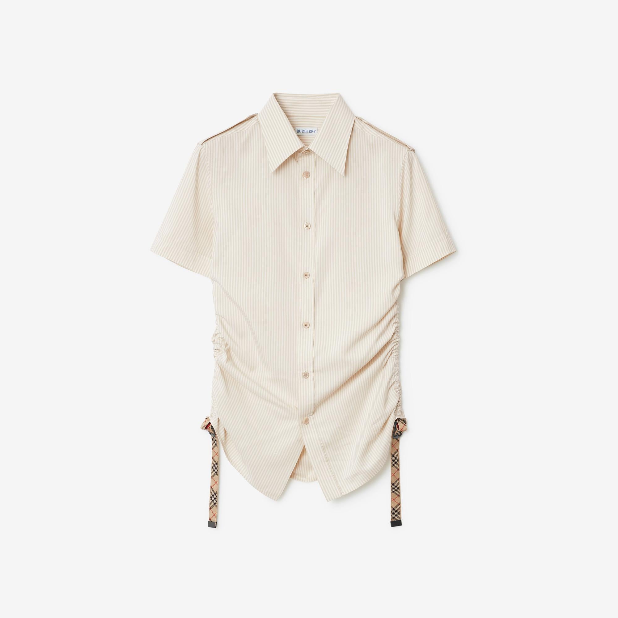 Burberry Striped Silk Kadın Krem Gömlek