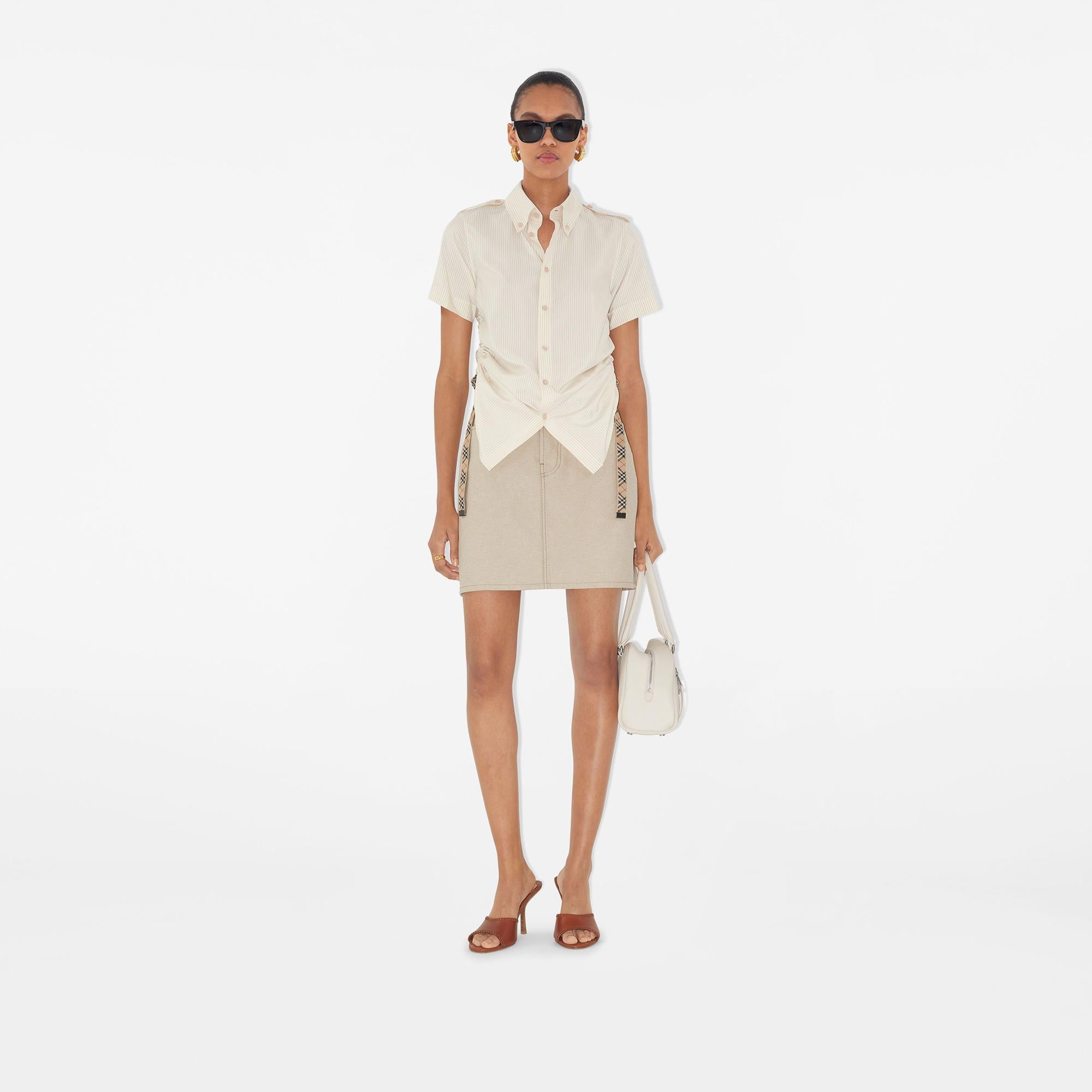 Burberry Striped Silk Kadın Krem Gömlek