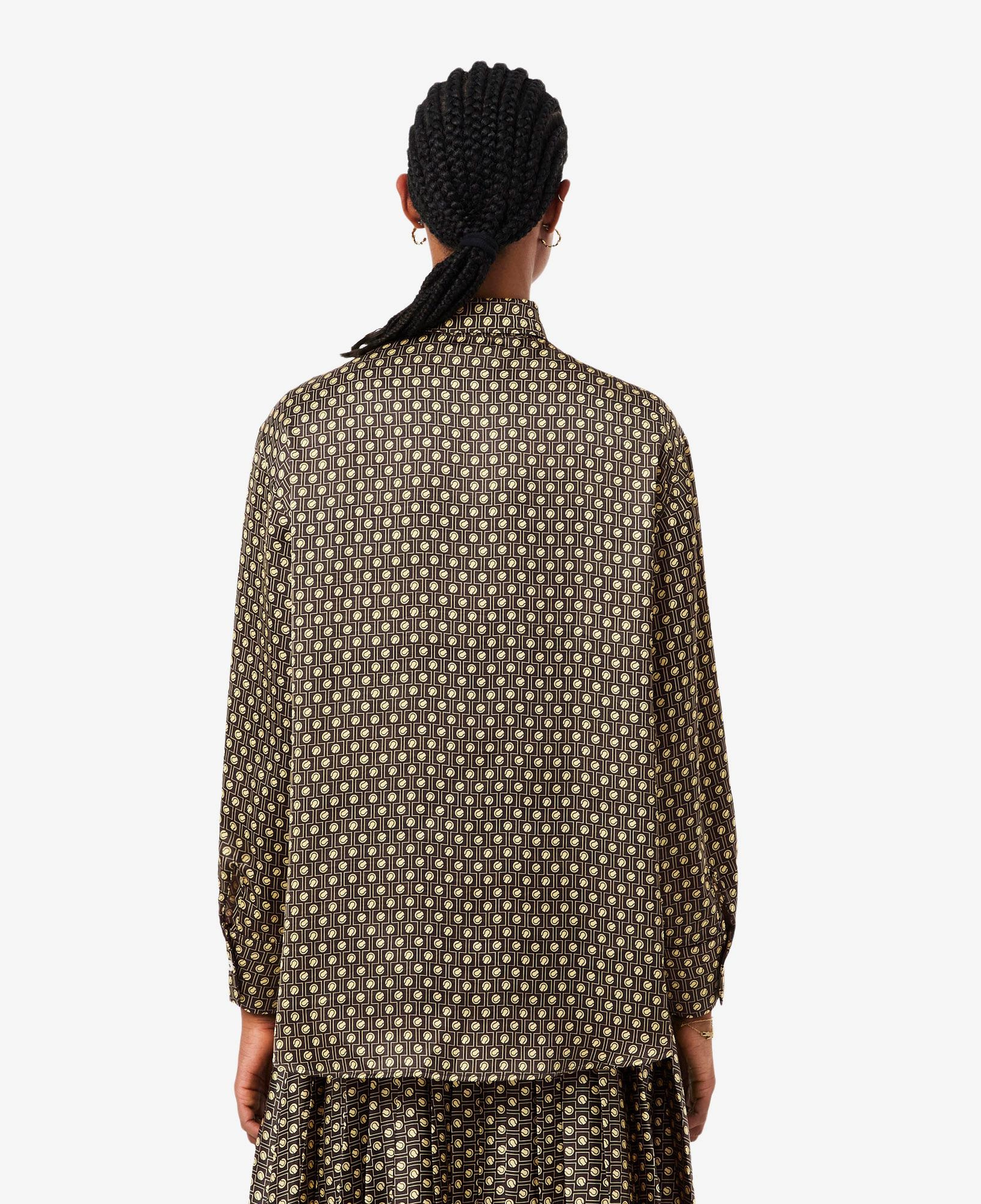 Kadın Oversize Fit Desenli Kahverengi Gömlek