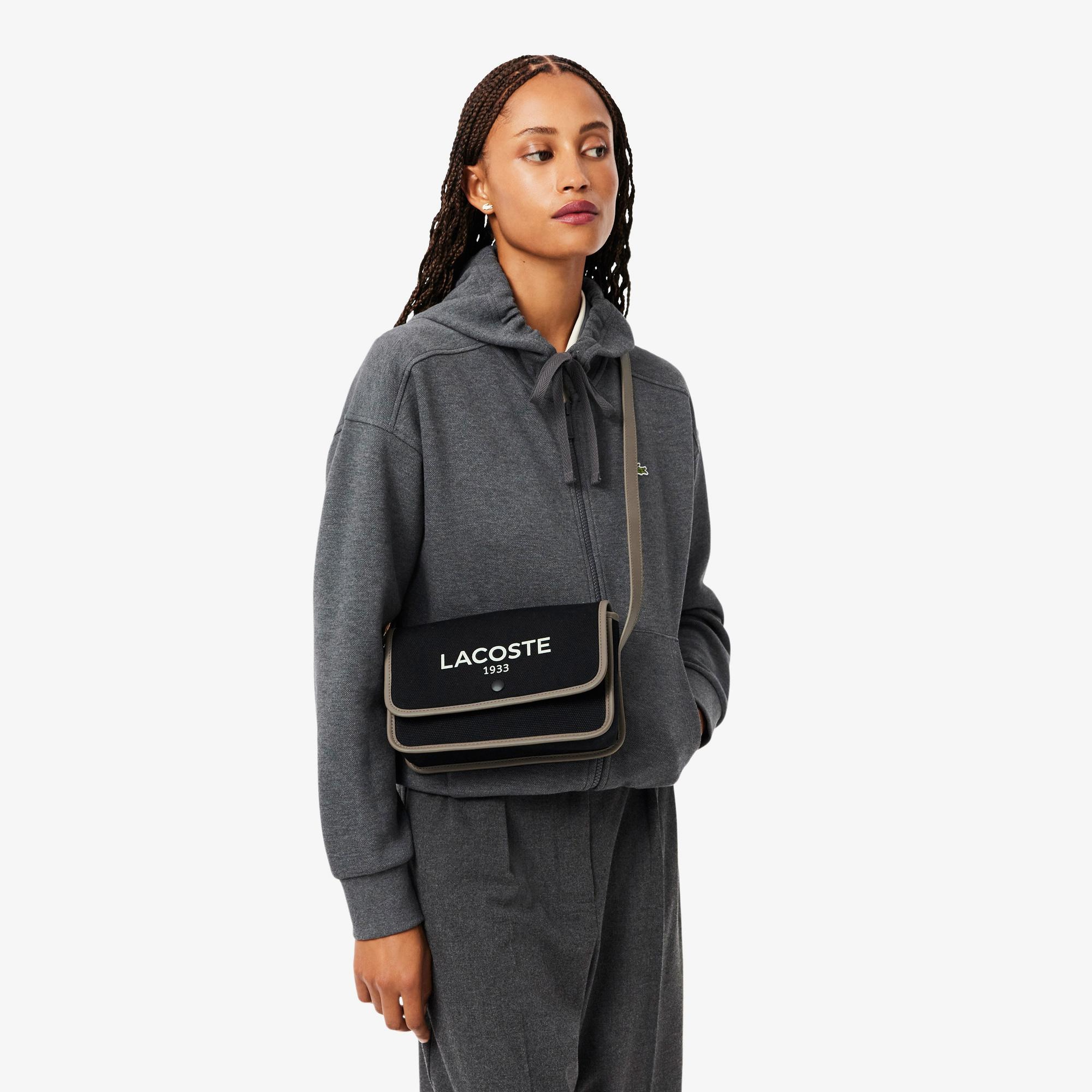 Lacoste Heritage Canvas Kadın Baskılı Siyah Omuz Çantası