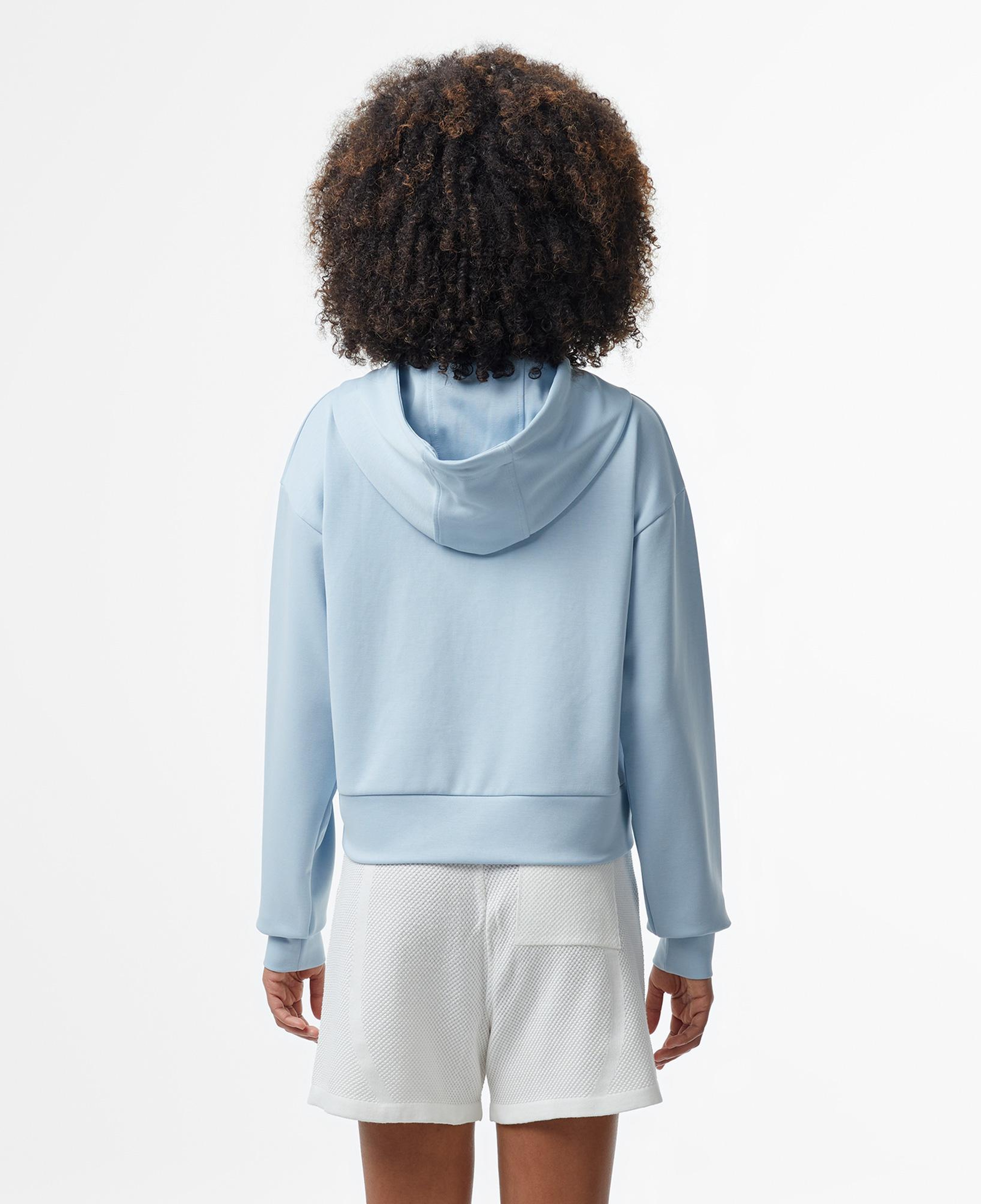 Lacoste Kadın Relaxed Fit Kapüşonlu Baskılı Açık Mavi Sweatshirt