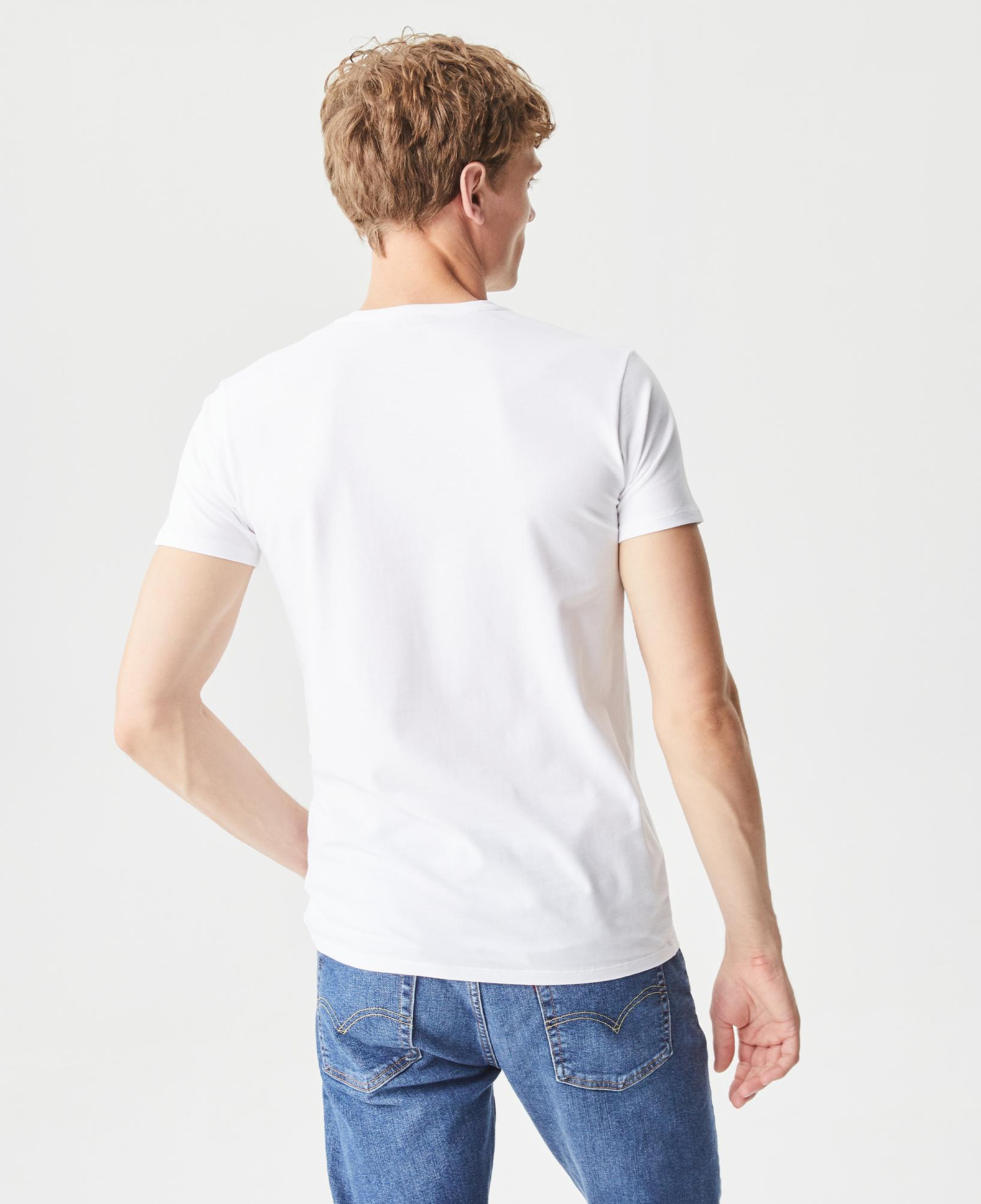 Erkek Slim Fit V Yaka Beyaz T-Shirt