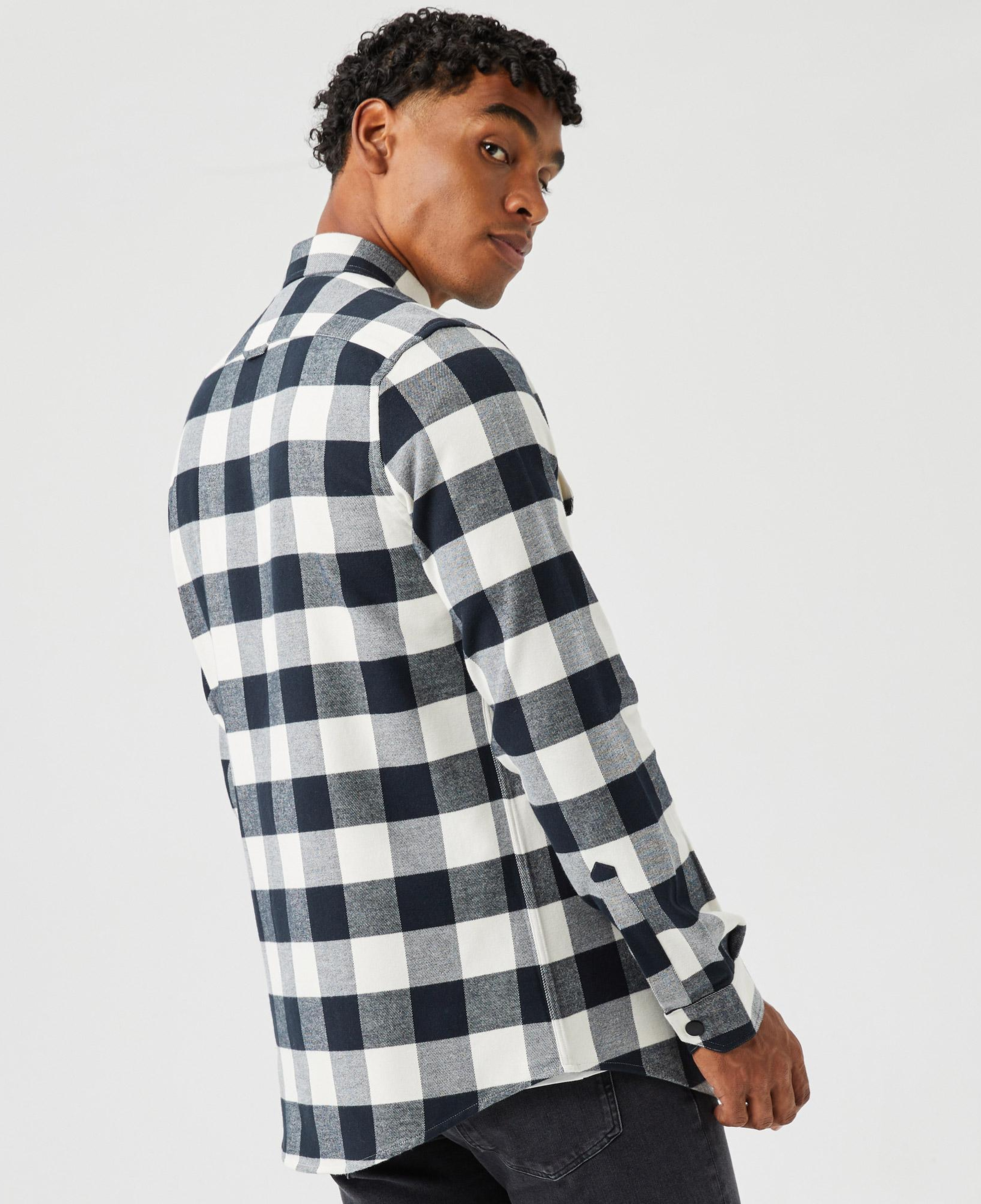 Erkek Slim Fit Ekose Siyah Gömlek