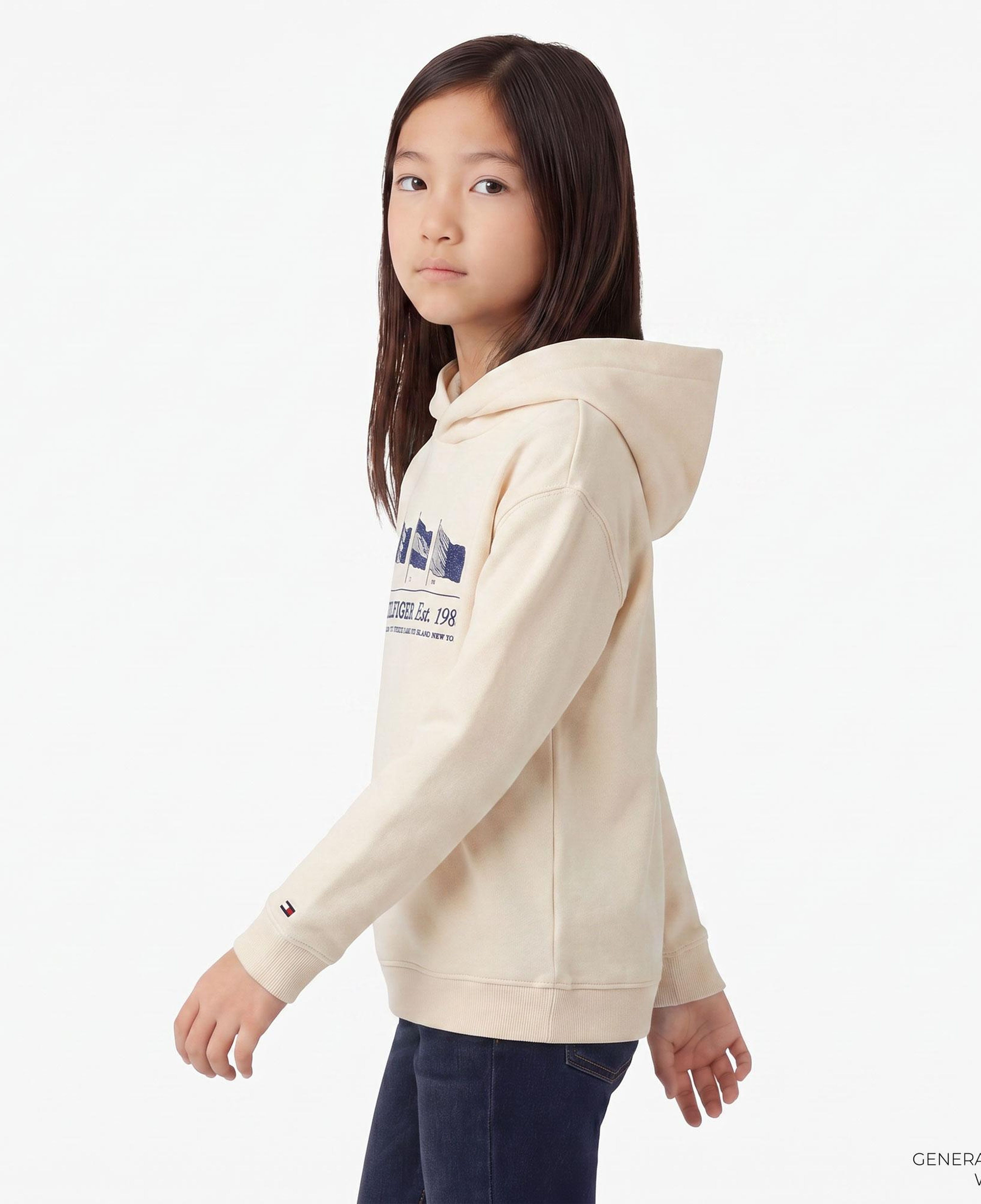 Tommy Hilfiger Waving Flag Çocuk Bej Hoodie