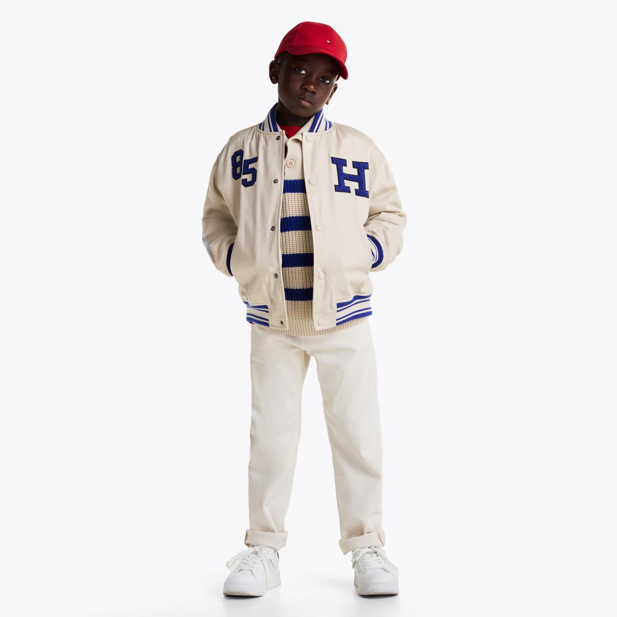 Tommy Hilfiger Twill Badge Varsity Çocuk Bej Ceket